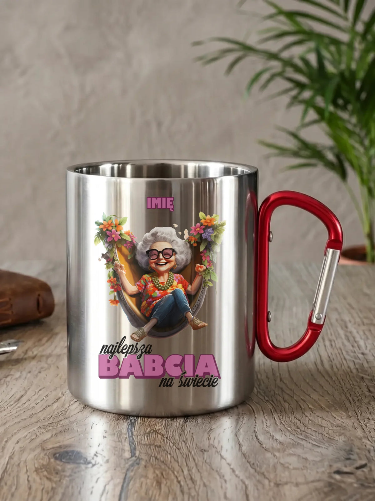 Kubek metalowy dla babci - Najlepsza Babcia na świecie - personalizowany B14