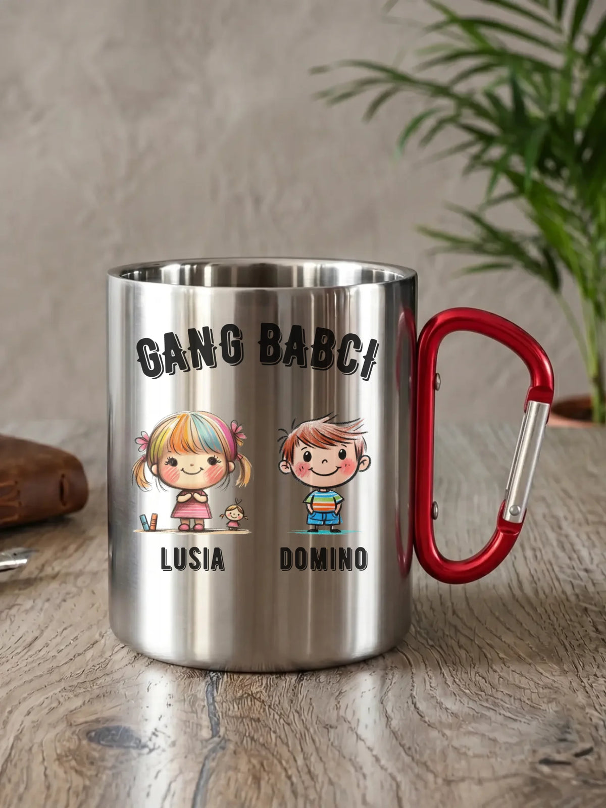 Kubek metalowy dla babci - Gang Babci imiona wnuków 2-6 - personalizowany B18
