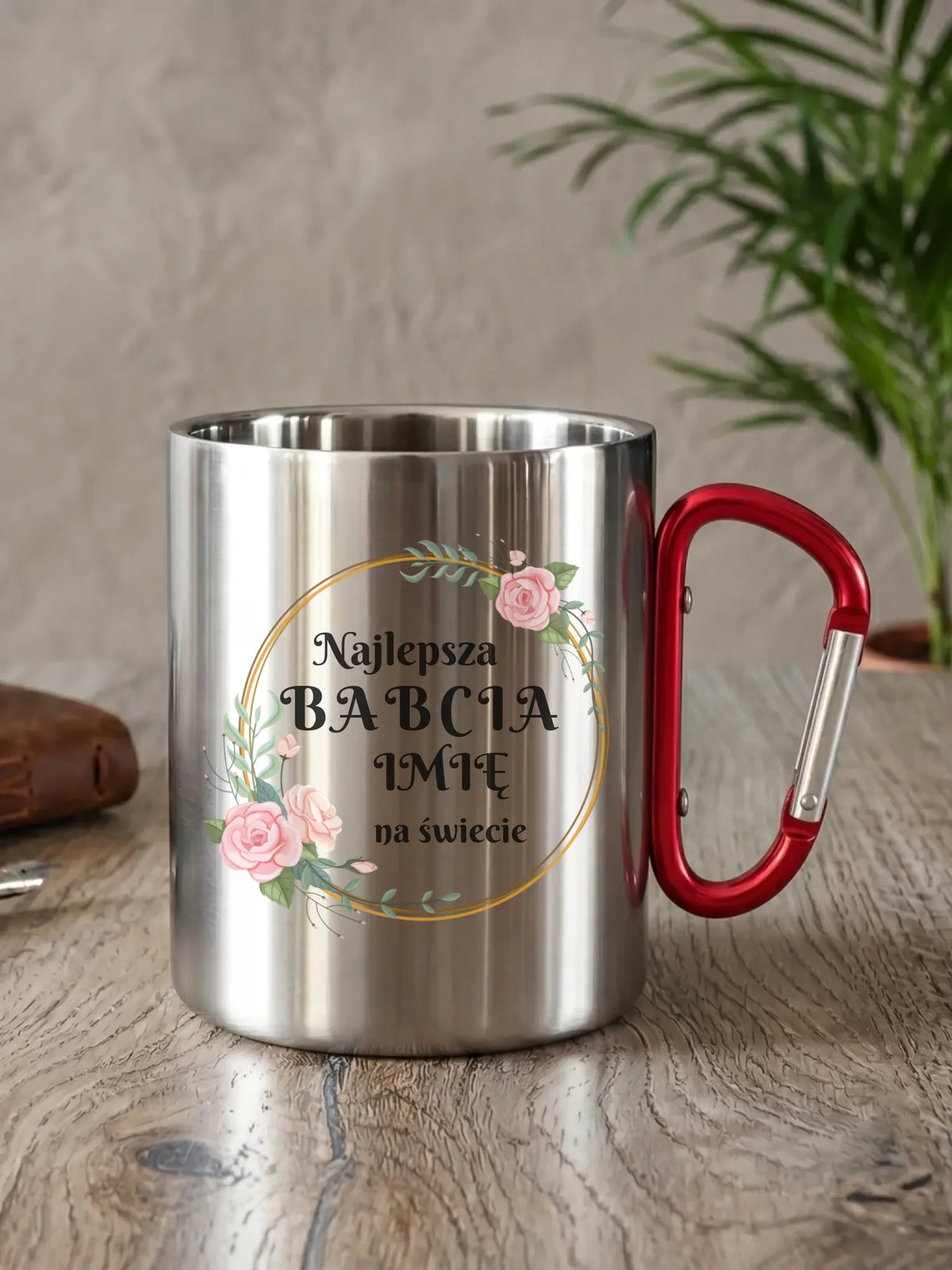 Kubek metalowy dla babci - Najlepsza babcia na Świecie - personalizowany B04