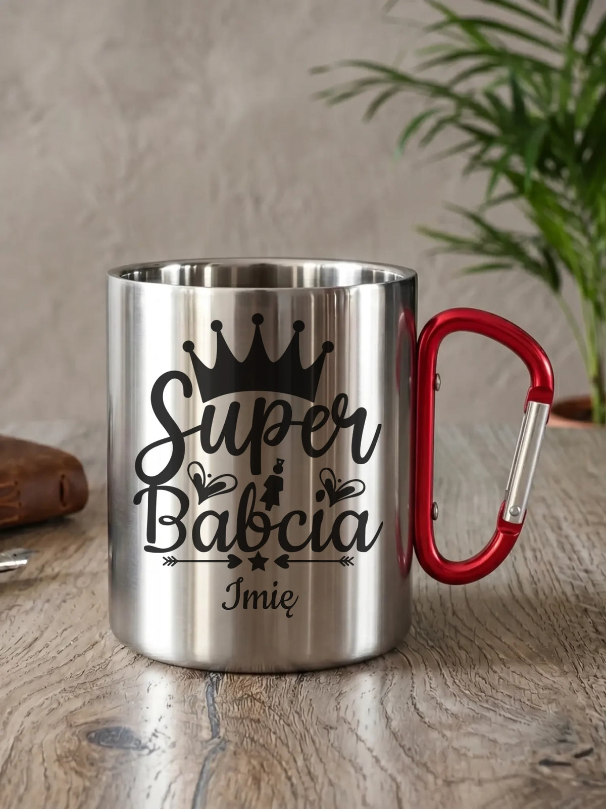 Kubek metalowy dla babci - Super Babcia - personalizowany B03