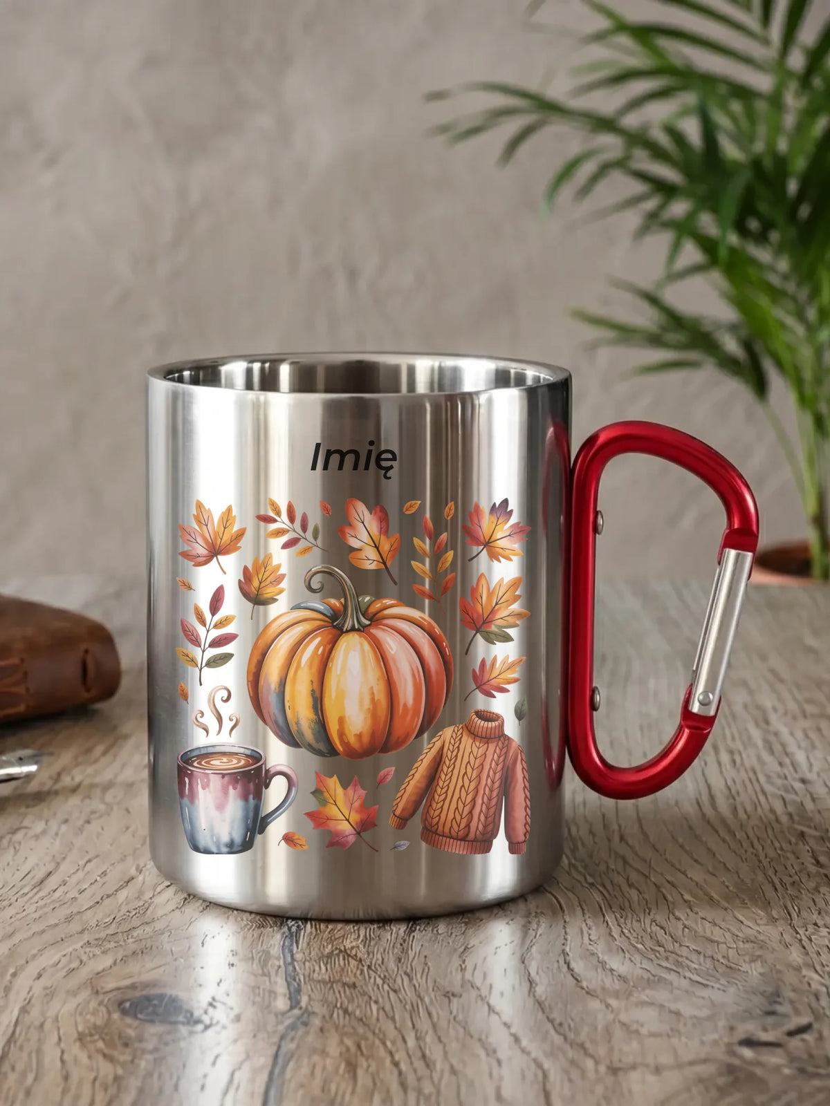 Kubek metalowy jesienny - Złota jesień - personalizowany JS30