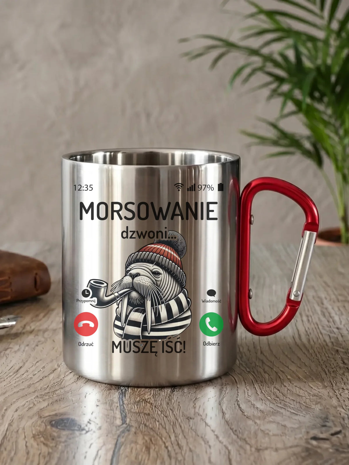 Kubek metalowy - prezent dla morsa - Morsowanie dzwoni muszę iść - Mors HM19