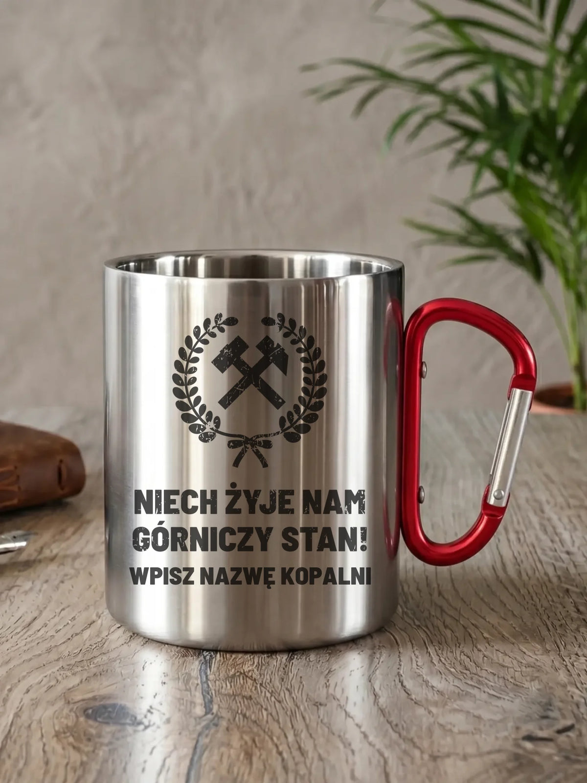 Kubek metalowy - prezent dla górnika - Niech żyje nam górniczy stan - personalizowany G24