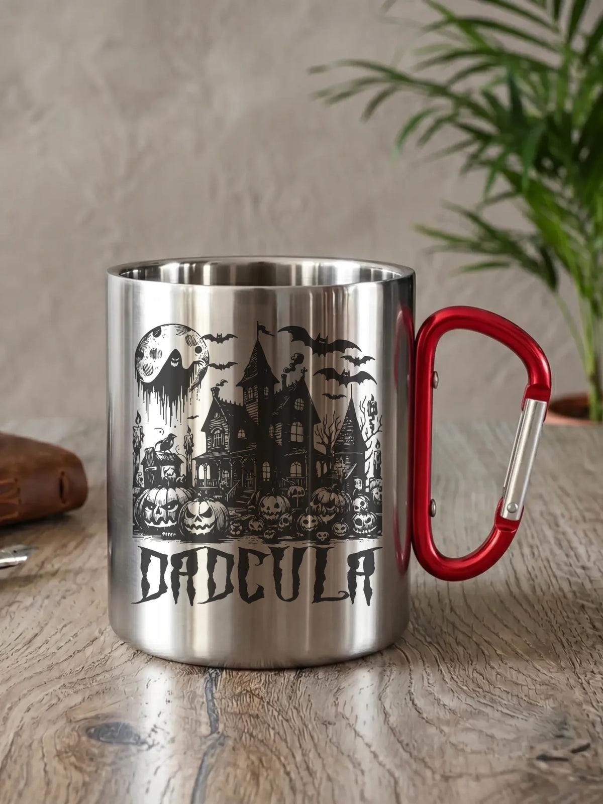 Kubek metalowy na Halloween dla taty -  Upiorny dom - Dadcula HL19
