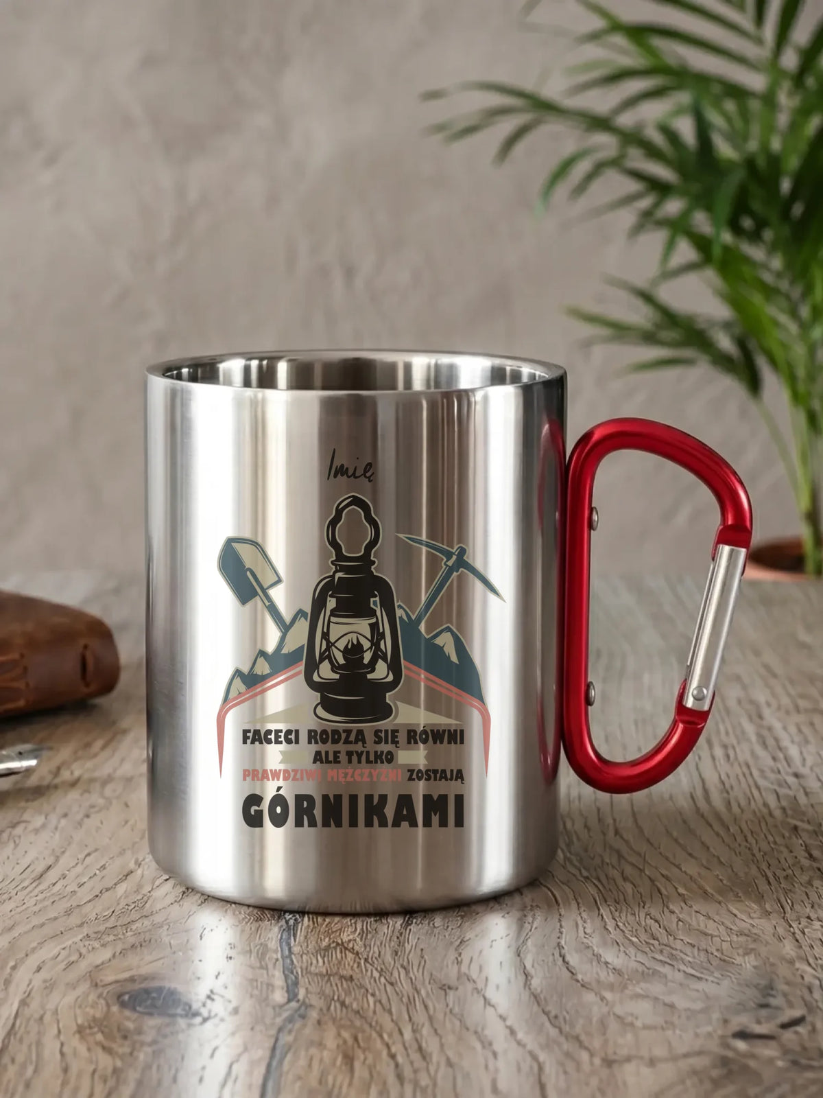 Kubek metalowy - prezent dla górnika - Prawdziwi mężczyźni zostają górnikami - personalizowany G08
