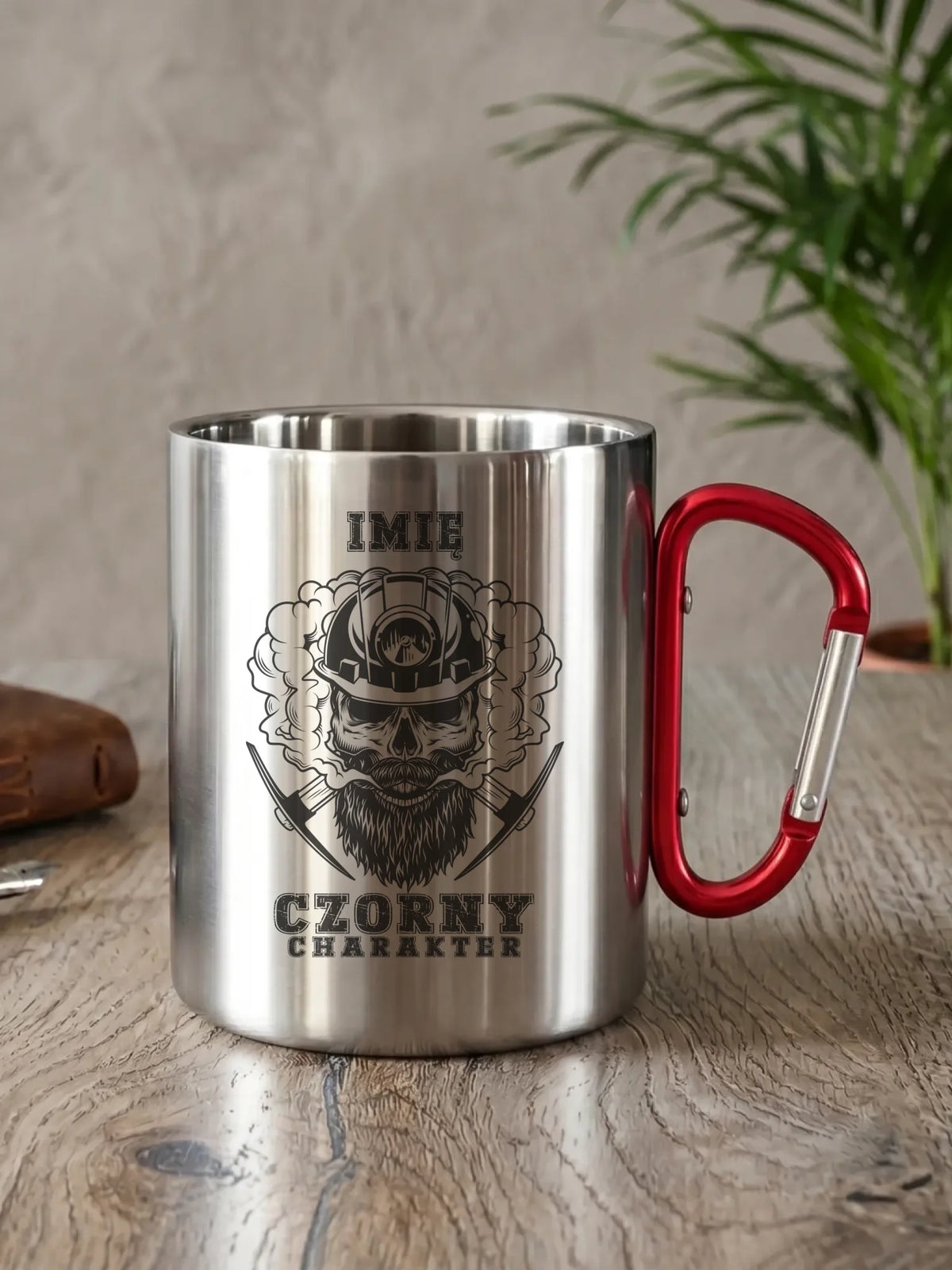 Kubek metalowy - prezent dla górnika - Czorny charakter - personalizowany G06