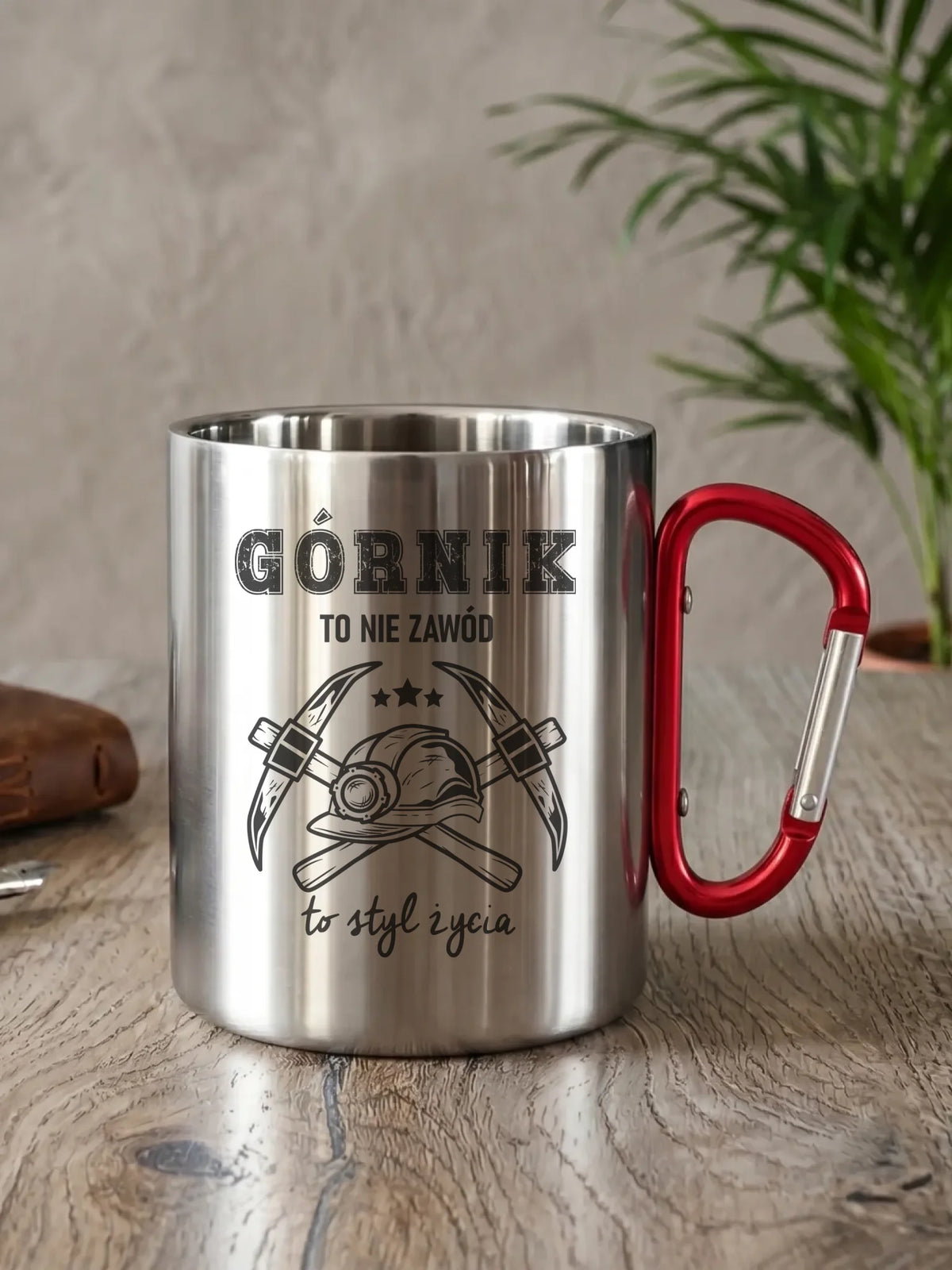 Kubek metalowy - prezent dla górnika - Górnik to nie zawód to styl życia G05