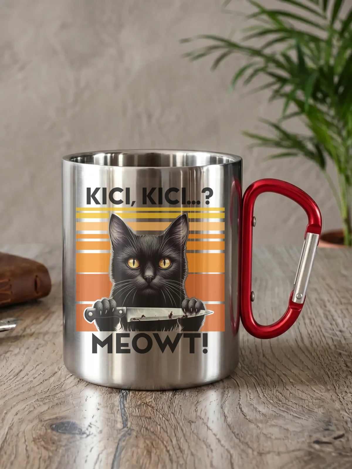 Kubek metalowy - Kot z nożem - Kici, kici... MEOWT! HL17