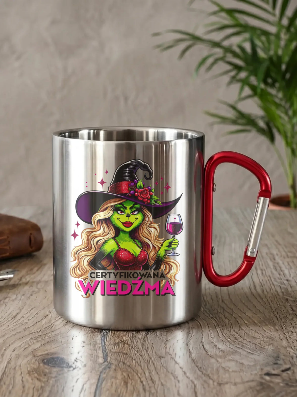 Kubek metalowy - Certyfikowana wiedźma - śmieszny HL13