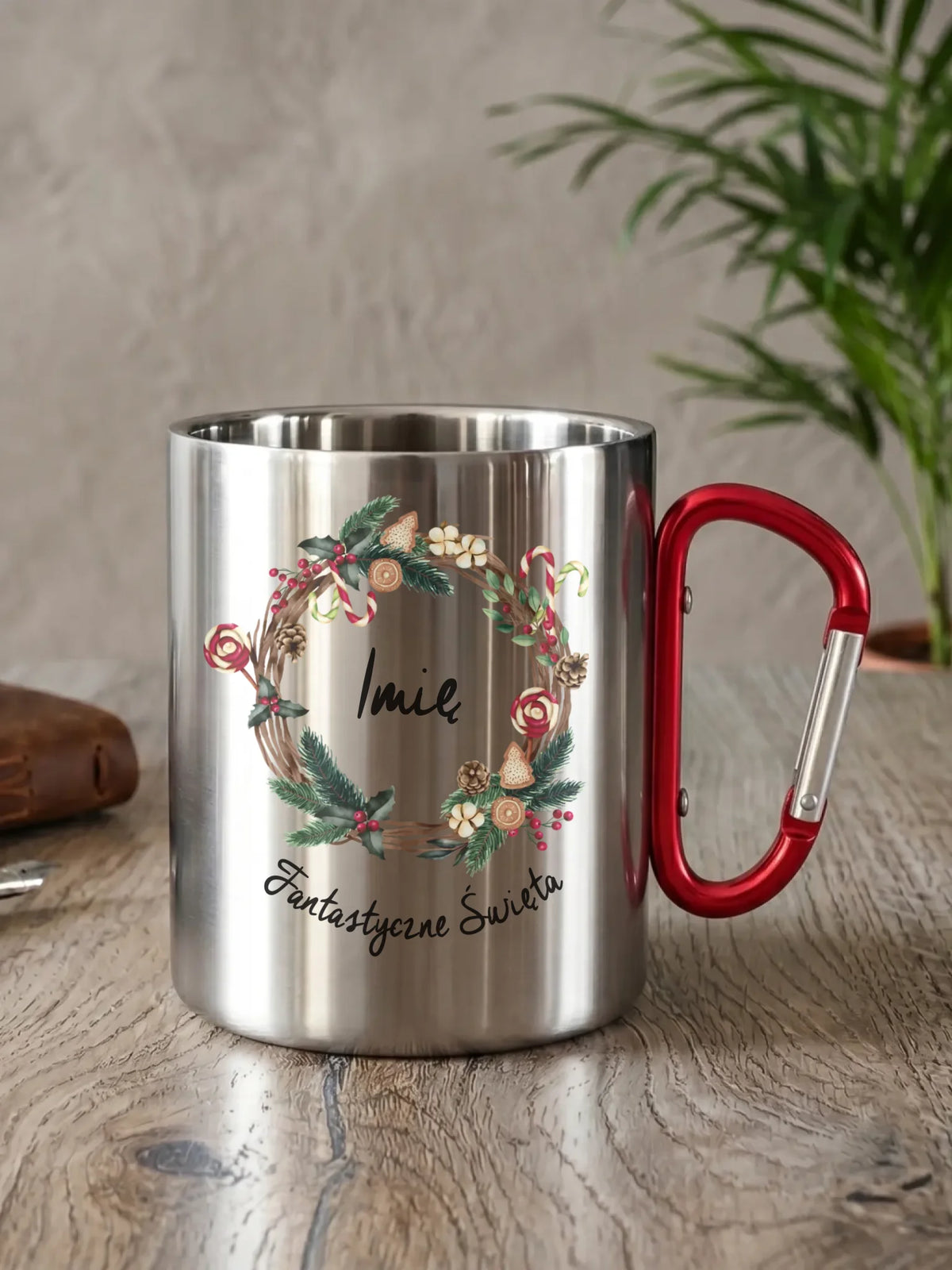 Kubek metalowy świąteczny - Fantastyczne Święta - personalizowany BN14