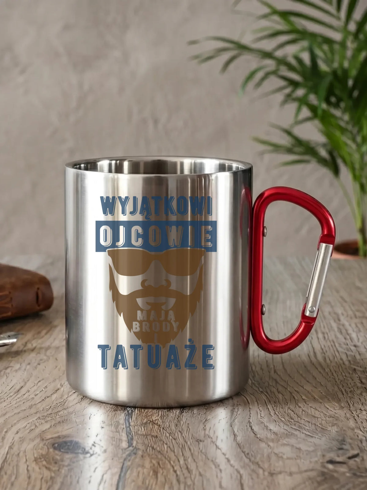 Wyjątkowi ojcowie mają brody i tatuaże | Metalowy kubek dla taty DT73