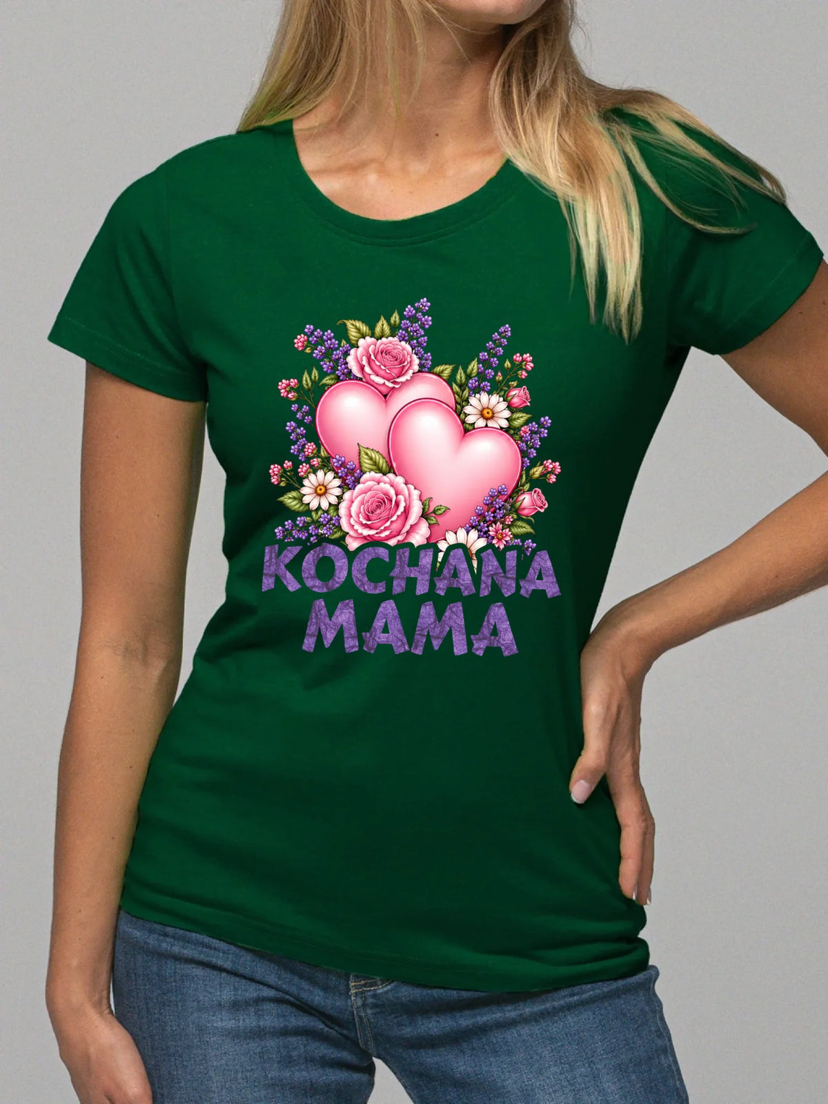 Koszulka dla mamy - Kochana Mama bukiet z sercem DM46