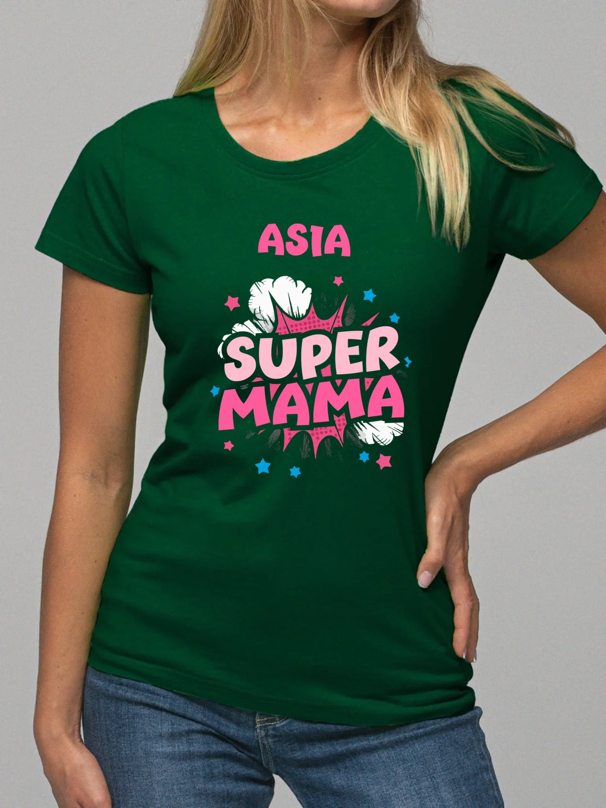 Koszulka dla mamy z imieniem - Super Mama - personalizowana DM24