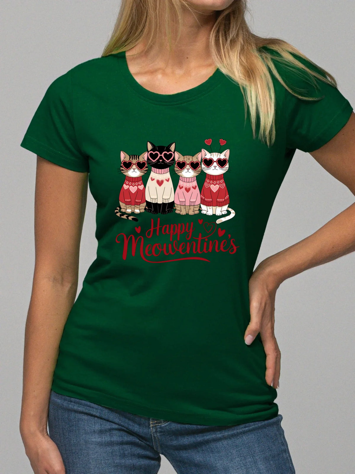 Koszulka damska na Walentynki dla kociary - Happy Meowentine's W25