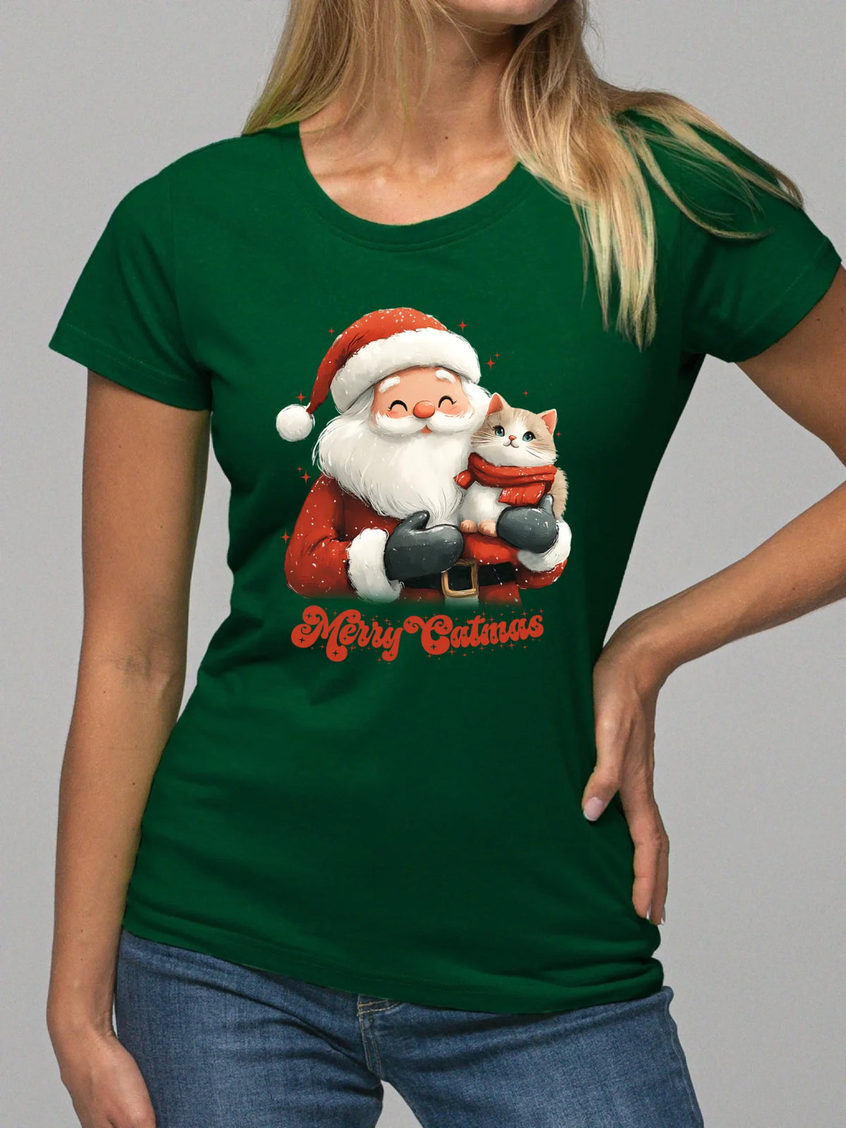 Koszulka damska świąteczna - prezent dla kociary - Merry Catmas BN38