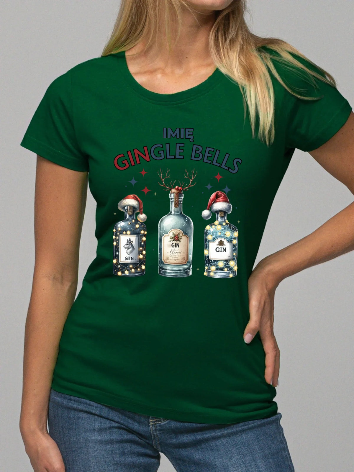 Koszulka damska świąteczna - Gin Gingle bells - personalizowana BN68