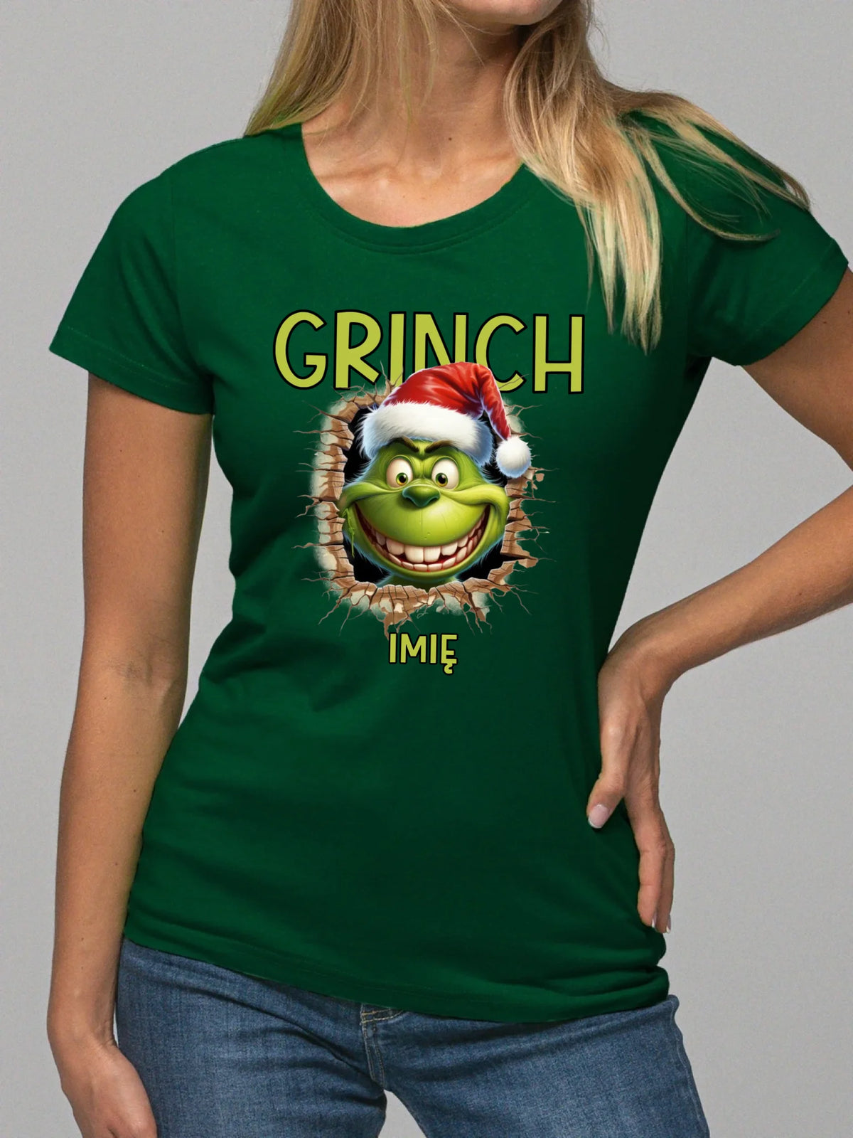 Koszulka damska świąteczna - Grinch - personalizowana BN112