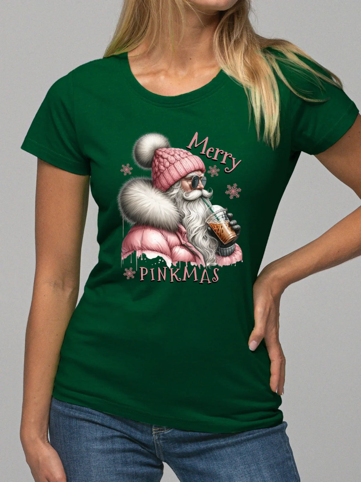 Koszulka damska świąteczna - Różowe Święta - Merry pinkmas BN117