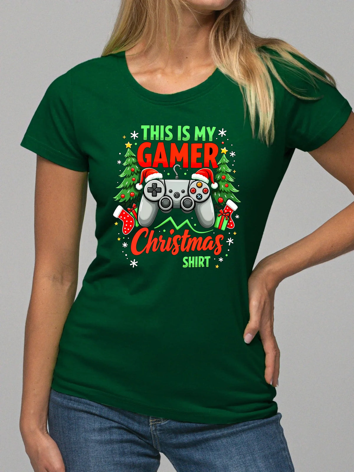Koszulka damska świąteczna - prezent dla gracza - Gamer Christmas T-shirt BN135