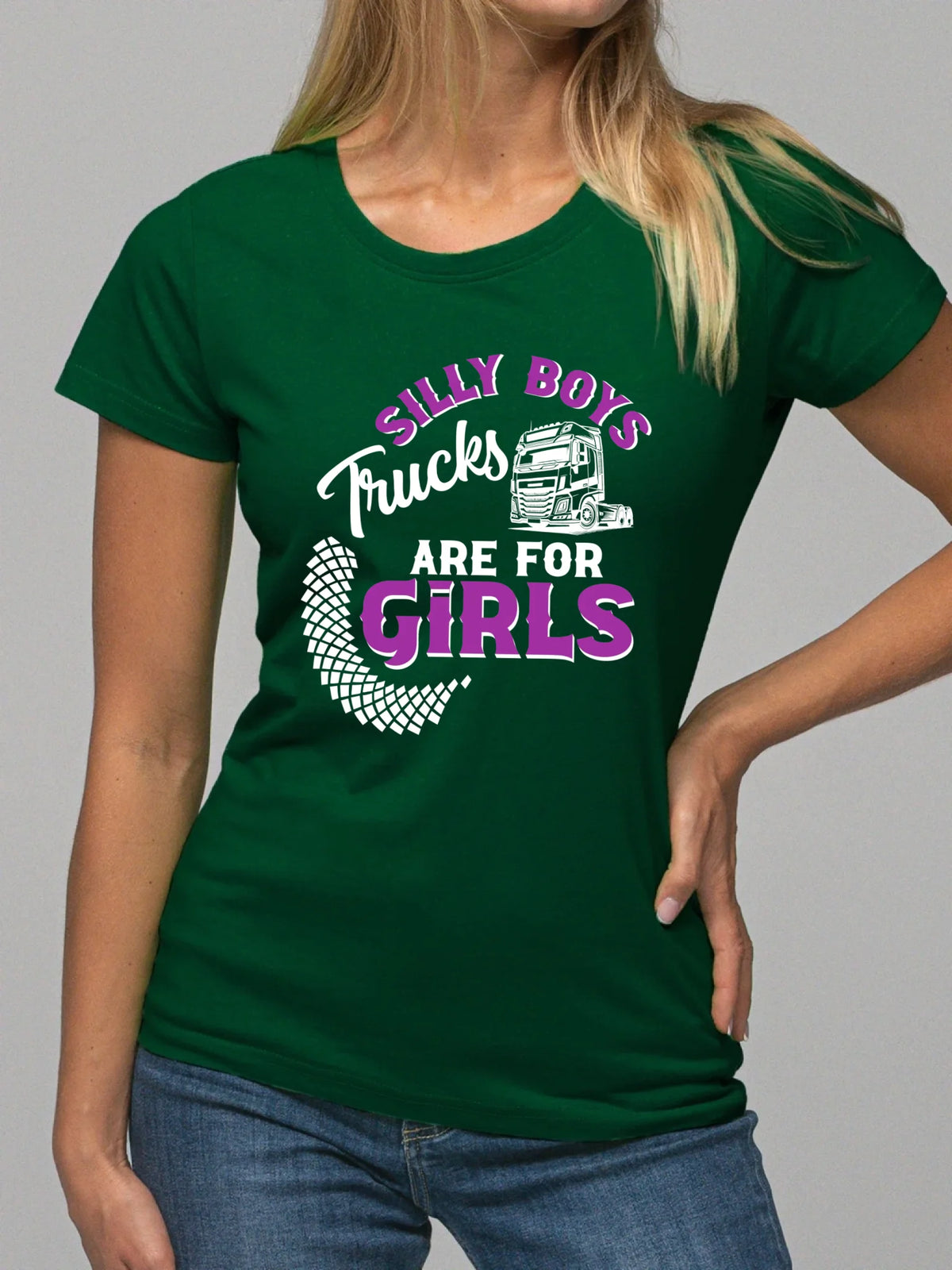 Koszulka damska - kierowca ciężarówki - Silly boys trucks are for girls ZKT11