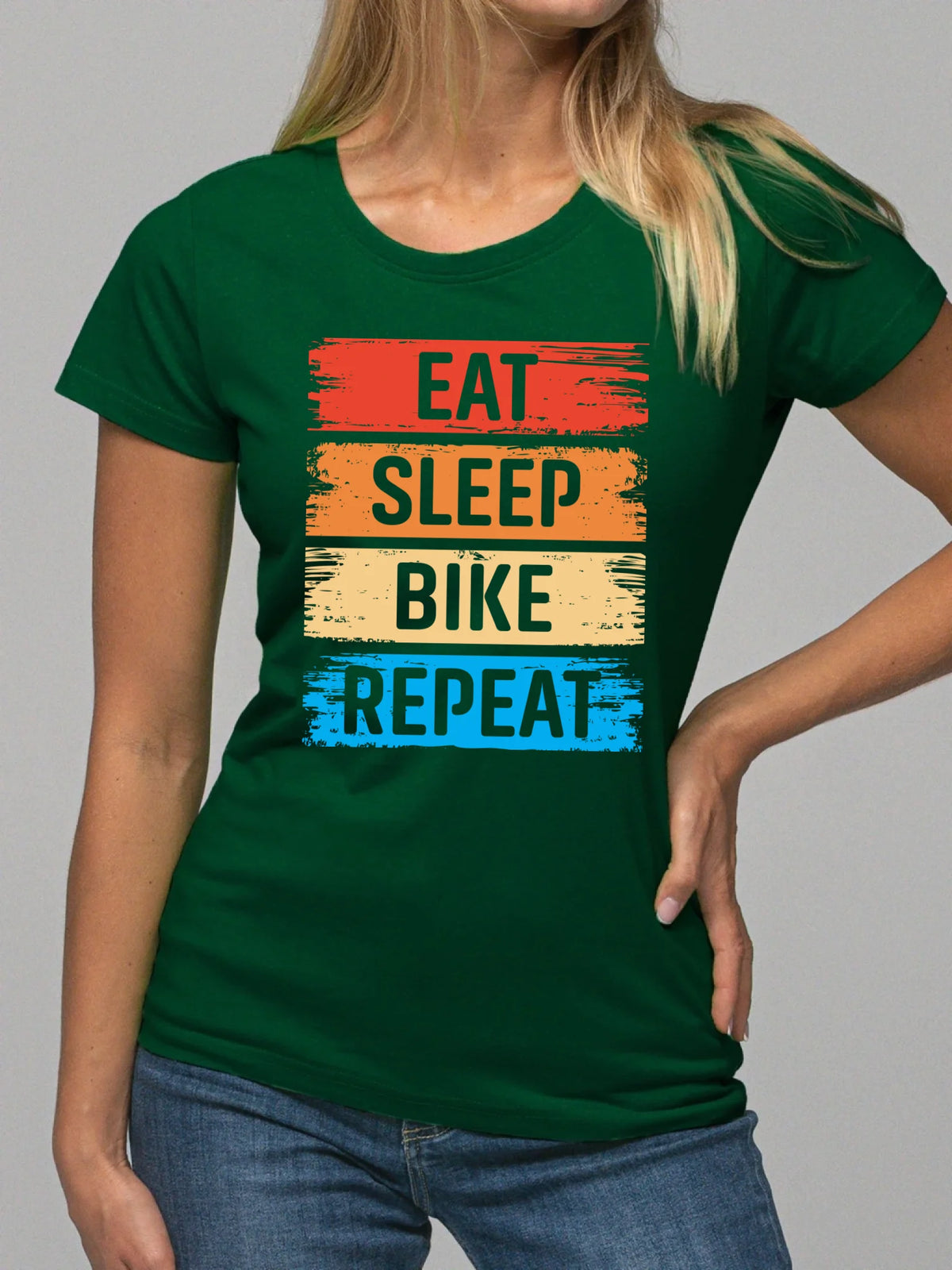 Koszulka damska na rower - Eat sleep bike repeat HR03