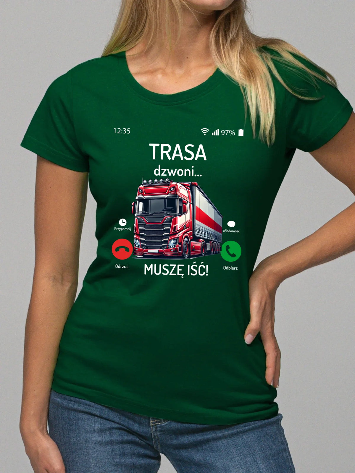 Koszulka damska dla zawodowego kierowcy - Trasa dzwoni muszę iść ZKT03