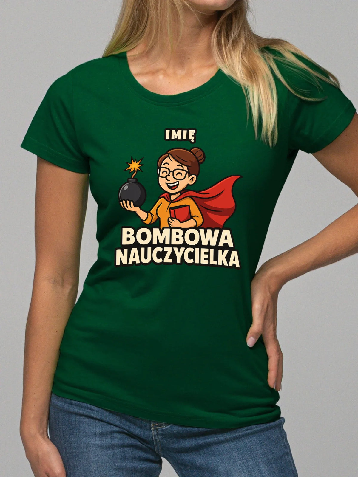 Koszulka dla nauczycielki - Bombowa Nauczycielka - personalizowana N25