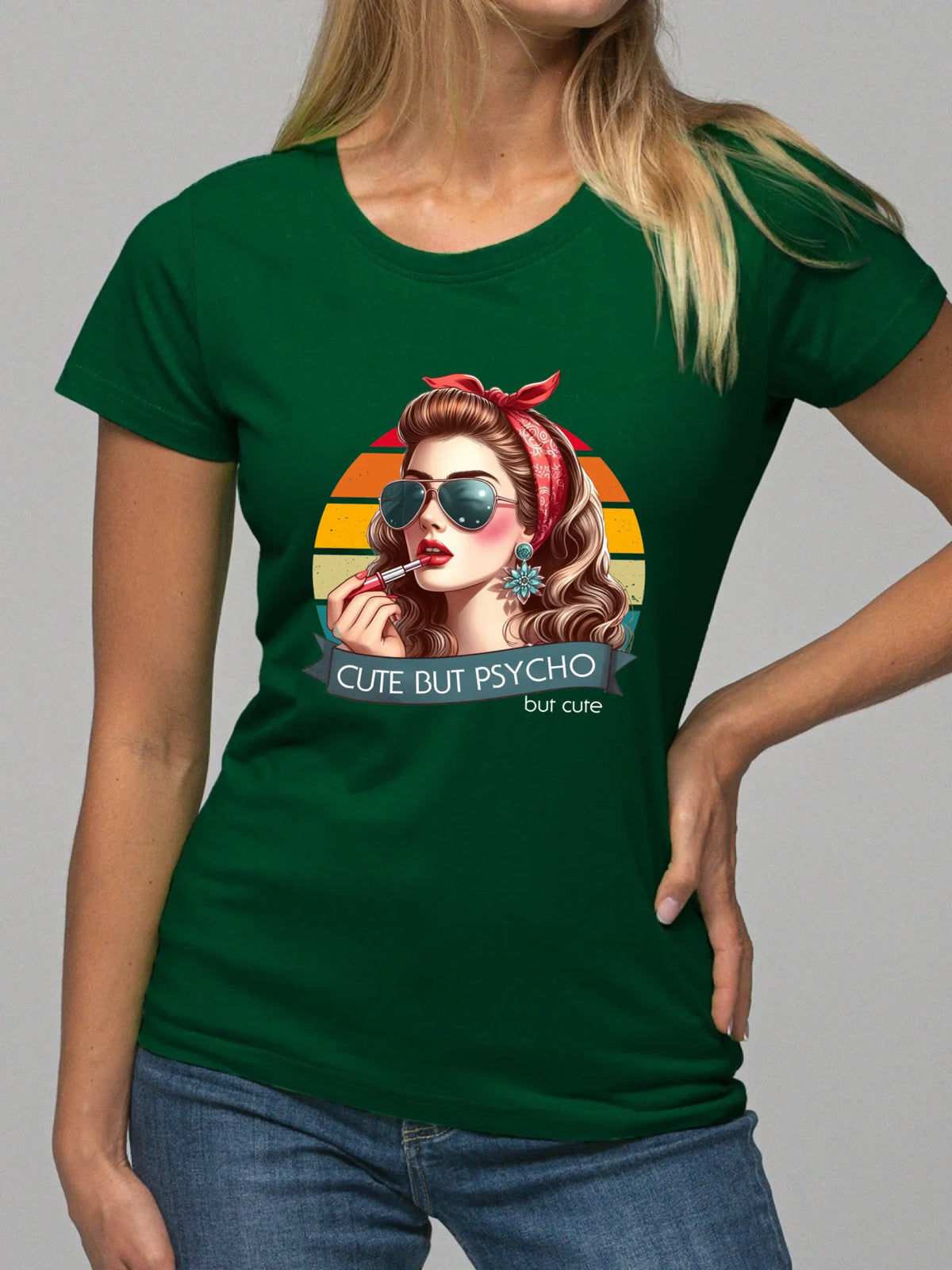 Koszulka damska – Cute but psycho - w stylu retro DZ09