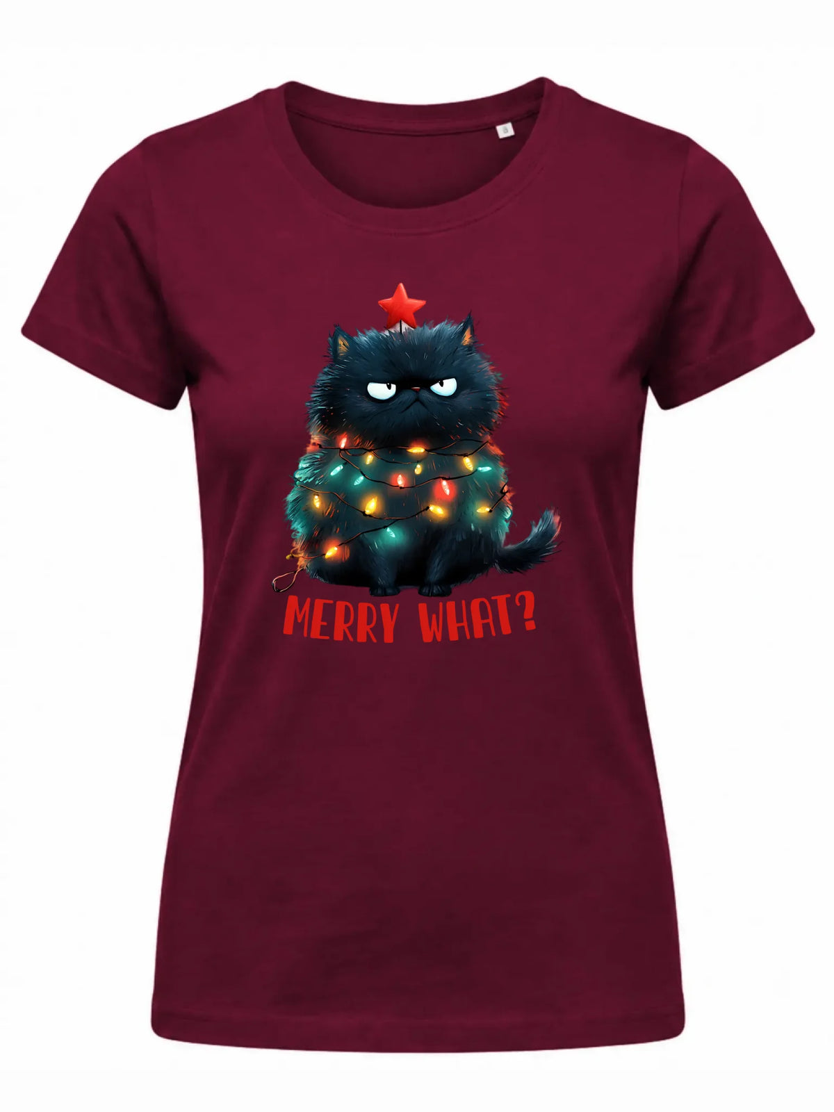 Koszulka damska świąteczna - Grumpy Cat Merry what? BN37