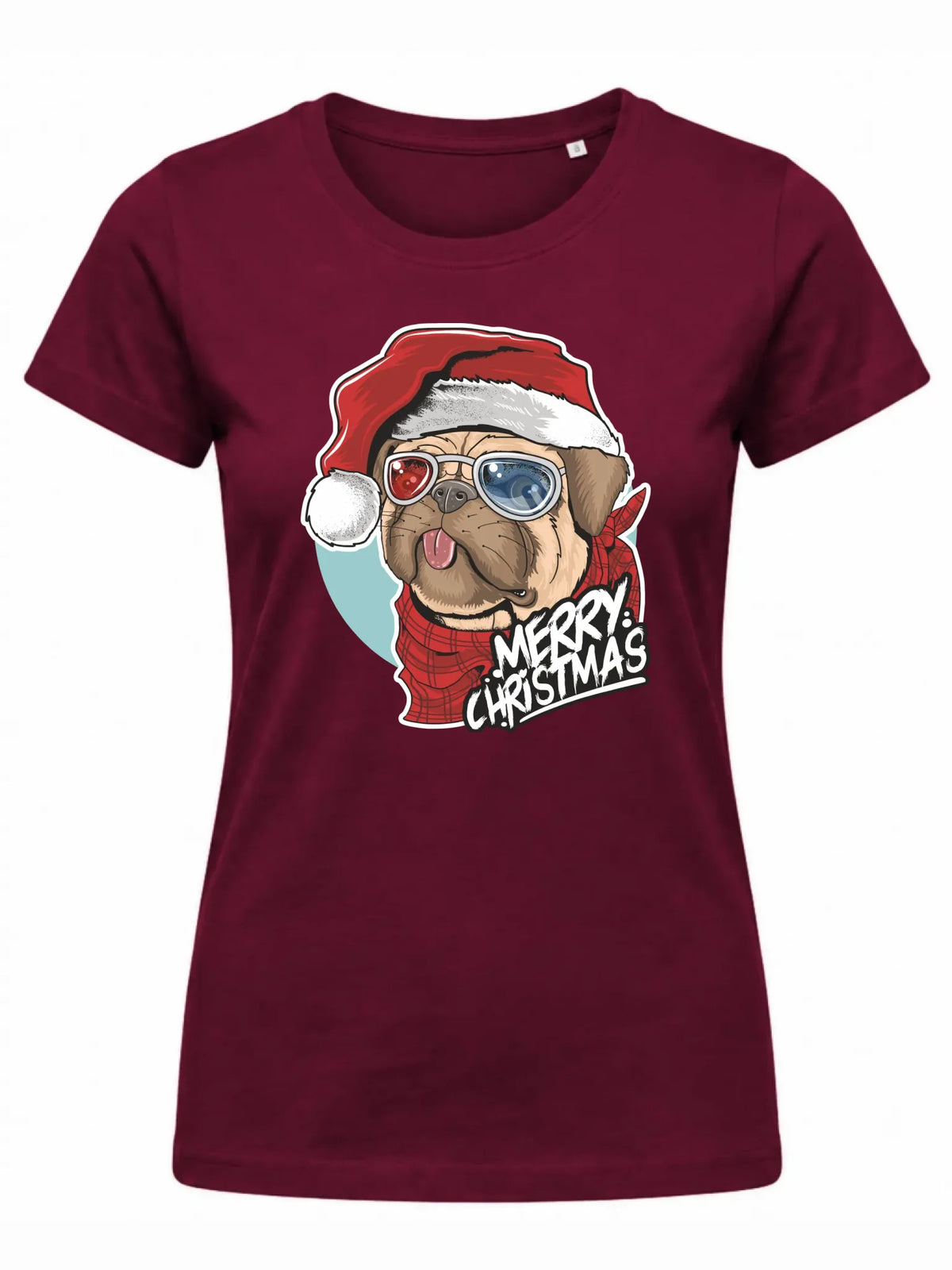 Koszulka damska świąteczna - Mops Merry Christmas BN62