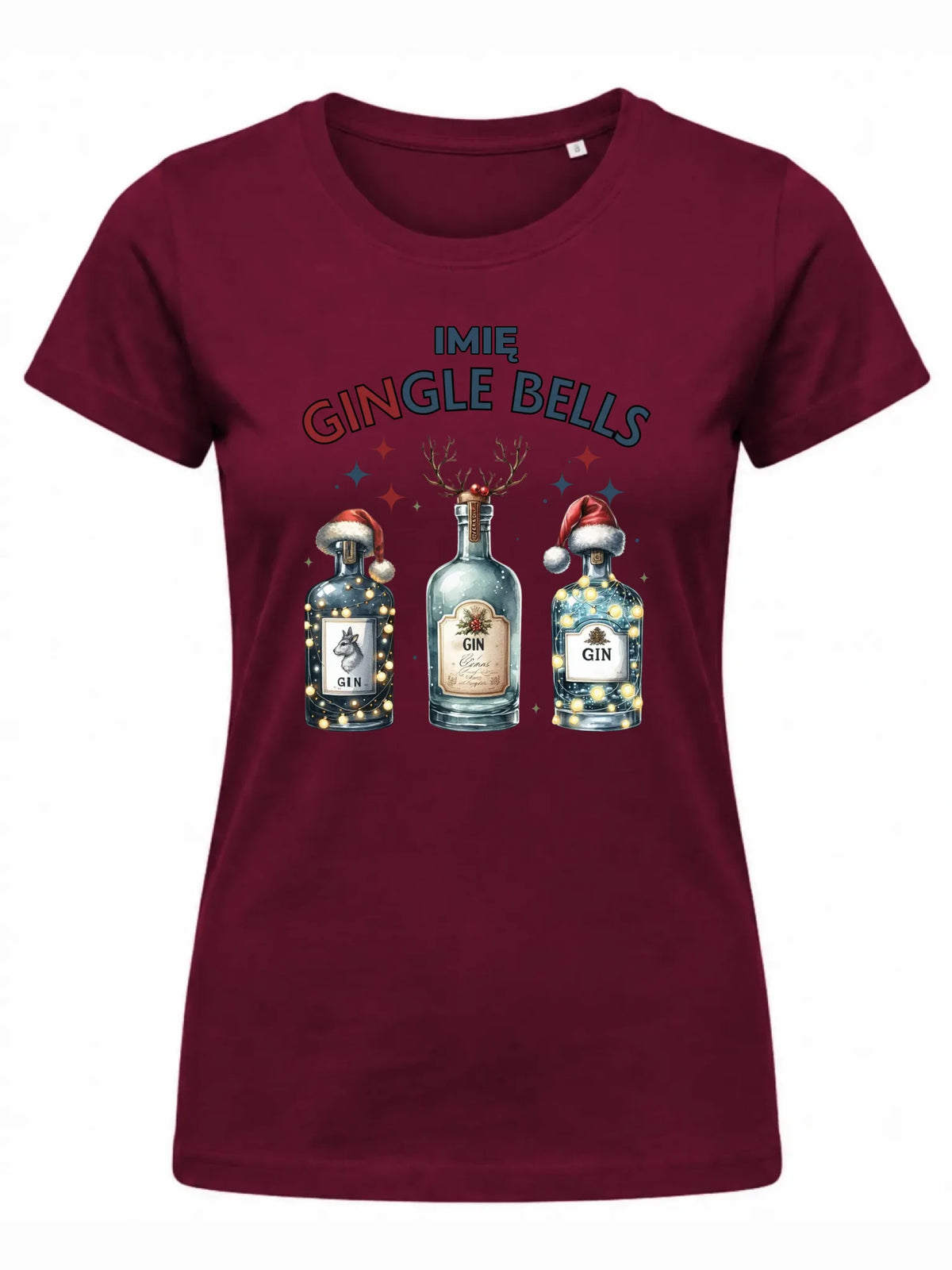 Koszulka damska świąteczna - Gin Gingle bells - personalizowana BN68