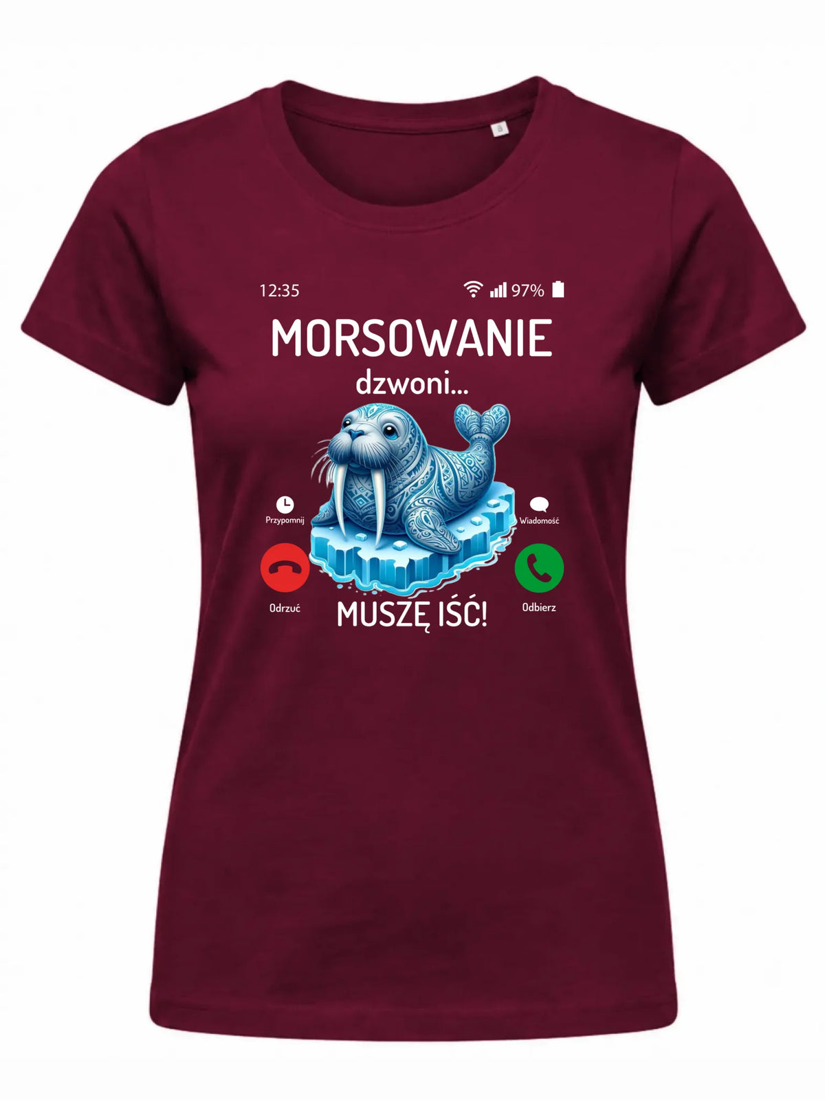 Koszulka damska - prezent dla morsa - Morsowanie dzwoni muszę iść - Mors HM04
