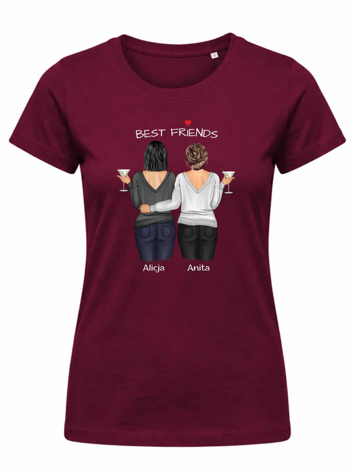 Koszulka damska - prezent dla przyjaciółki - Best Friends - personalizowane postacie 2-4 osoby PR03