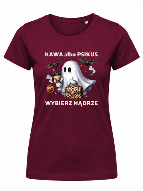 Koszulka damska halloweenowa - Duch - Kawa albo psikus HL07