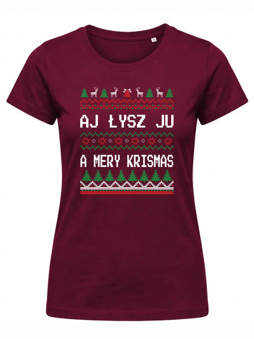 Koszulka damska świąteczna - Aj łysz ju a mery krismas BN12