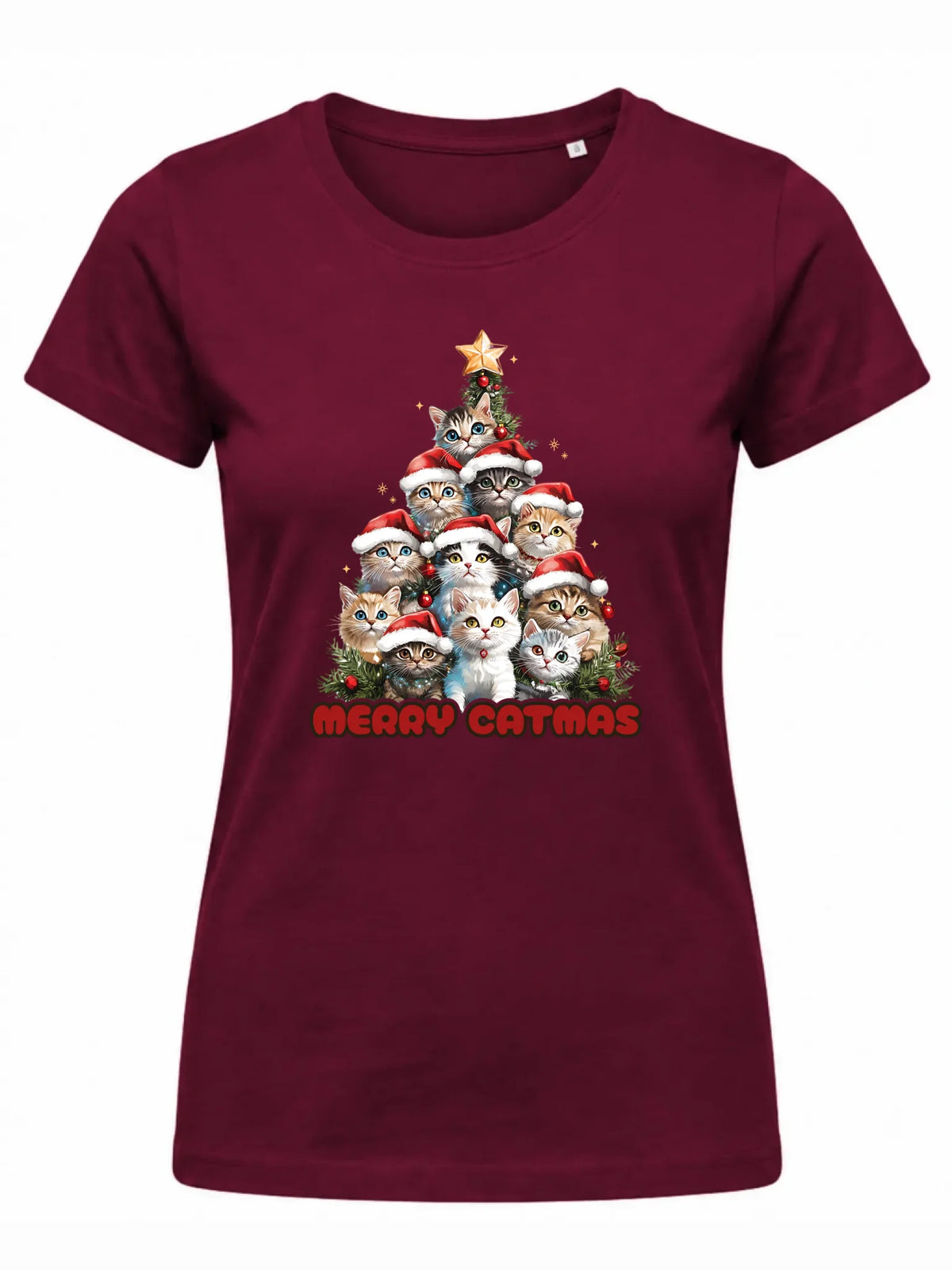 Koszulka damska świąteczna - Kocia choinka Merry Catmas BN20