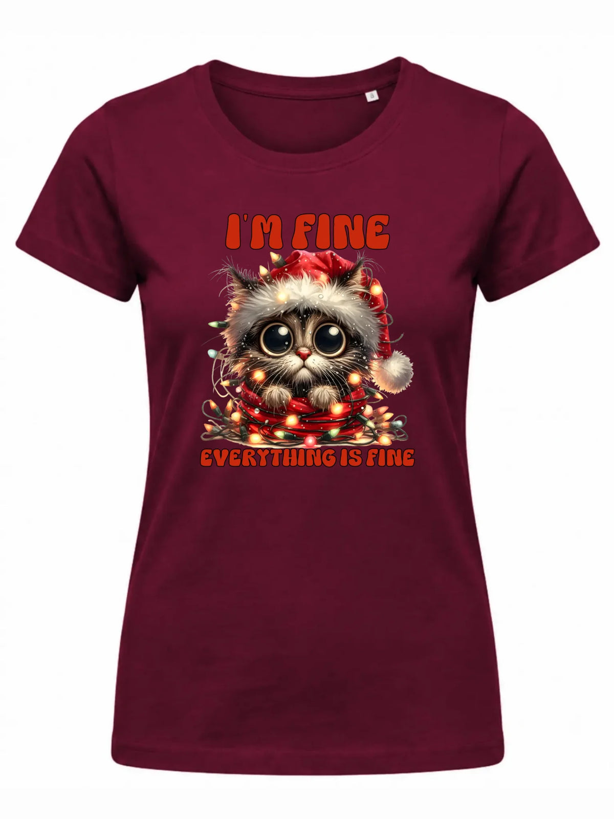 Koszulka damska świąteczna - Kotek I'm fine everything is fine BN67