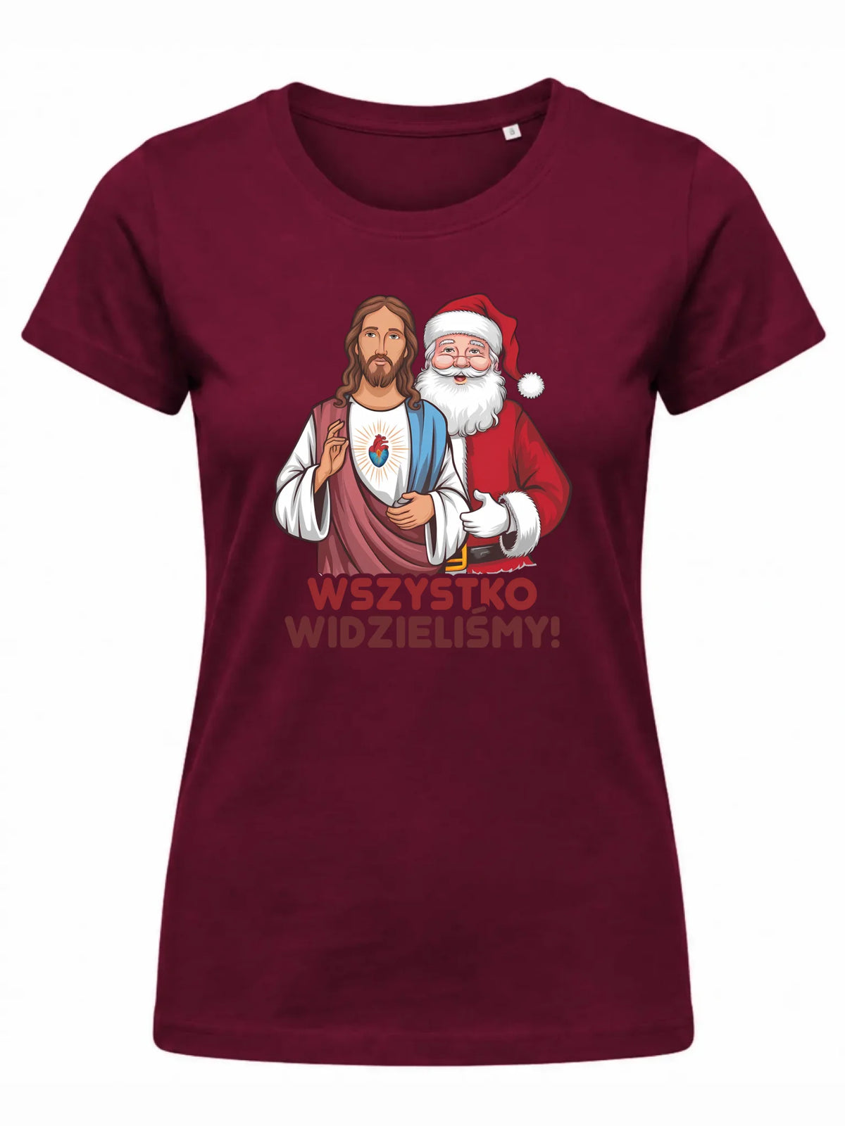 Koszulka damska świąteczna - Jezus i Mikołaj Wszystko widzieliśmy BN89