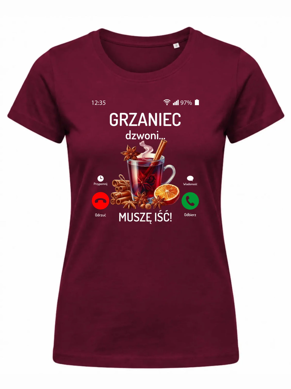 Koszulka damska świąteczna - Grzaniec dzwoni, muszę iść BN127