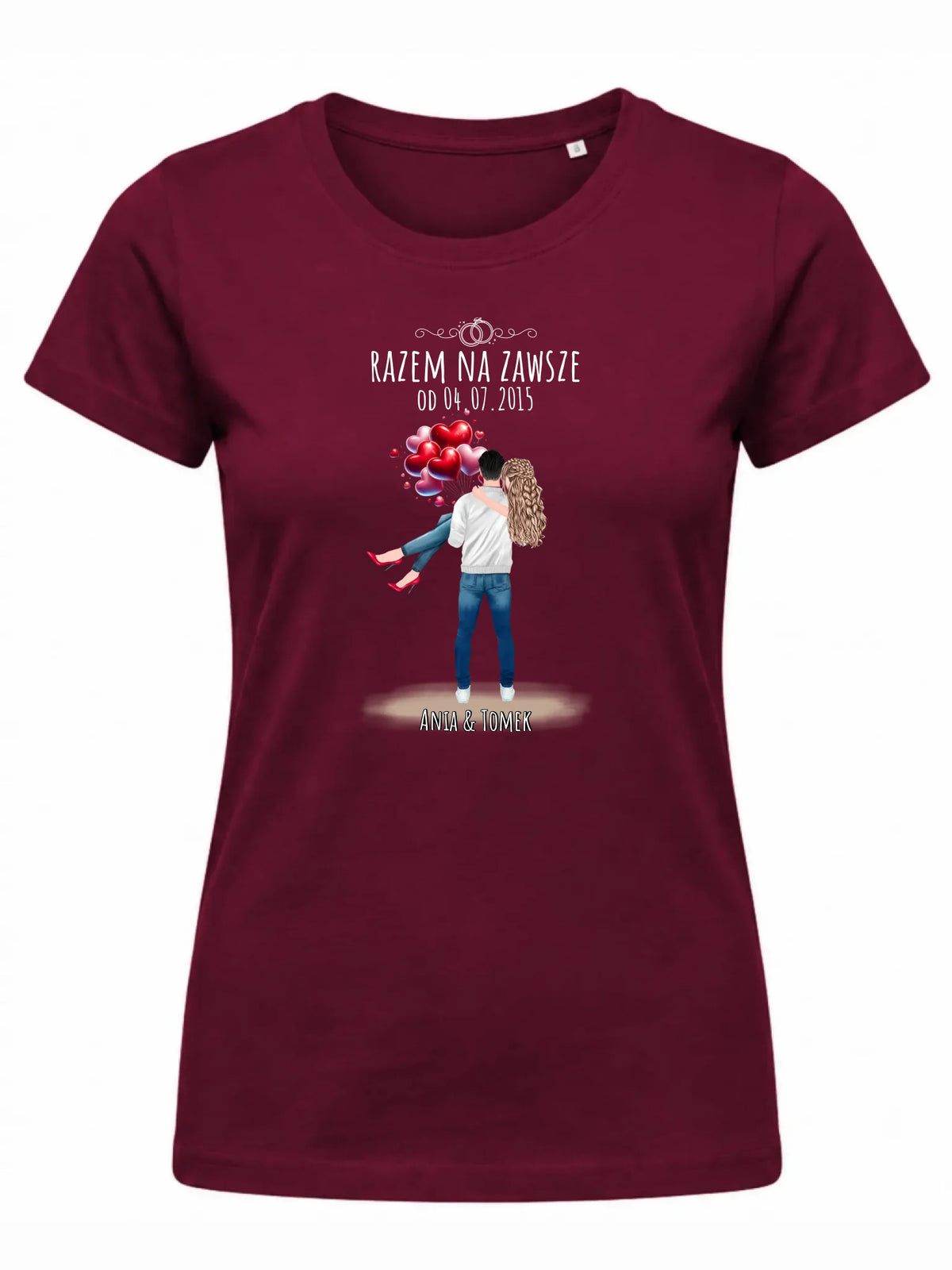 Koszulka damska dla par na rocznicę - Razem na zawsze - personalizowana W14