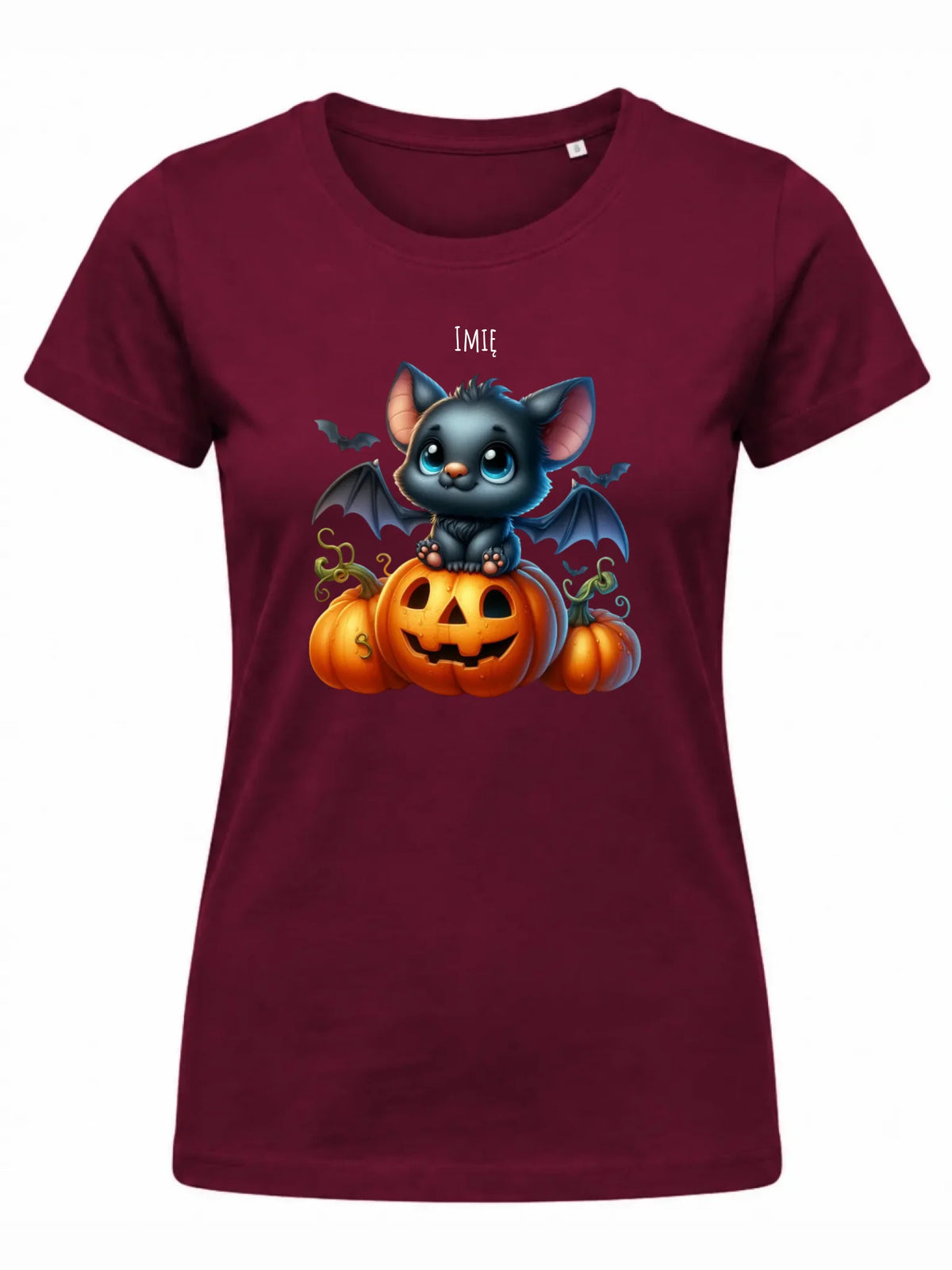Koszulka damska halloweenowa - Słodki nietoperz z dynią - personalizowana HL09
