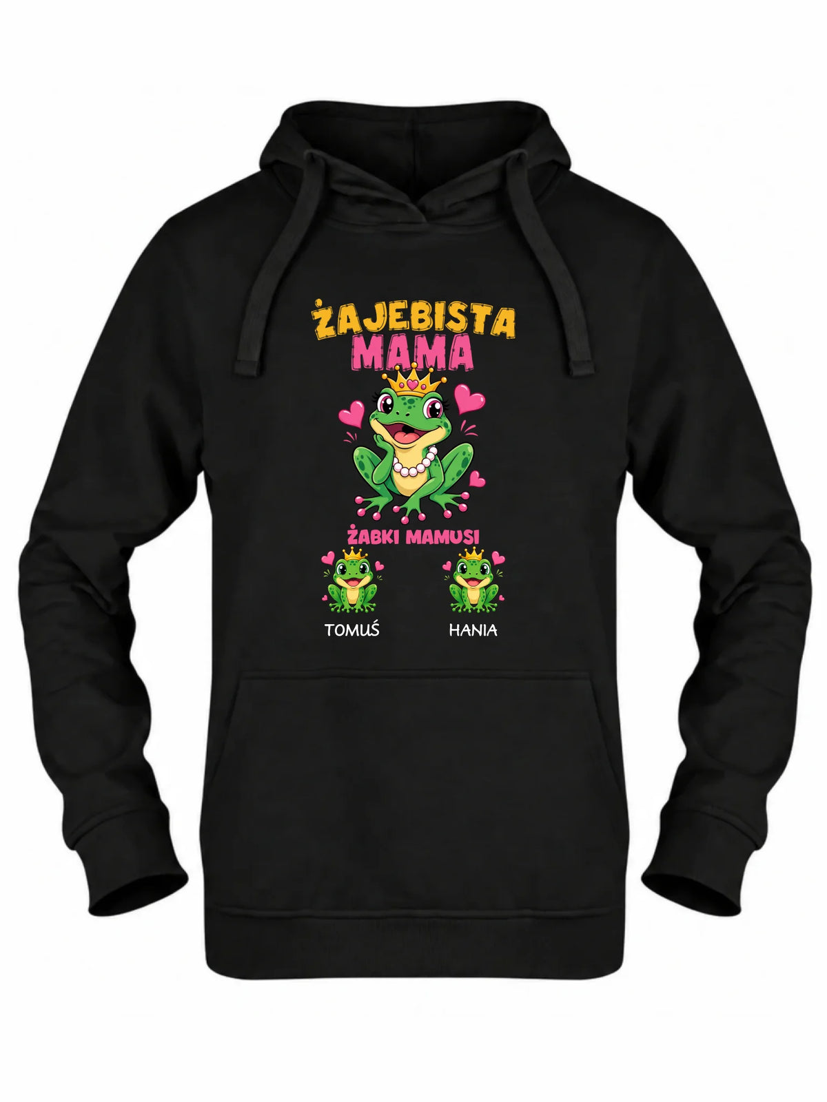 Bluza z kapturem dla mamy z imionami dzieci - Żabki Mamusi - personalizowana DM54