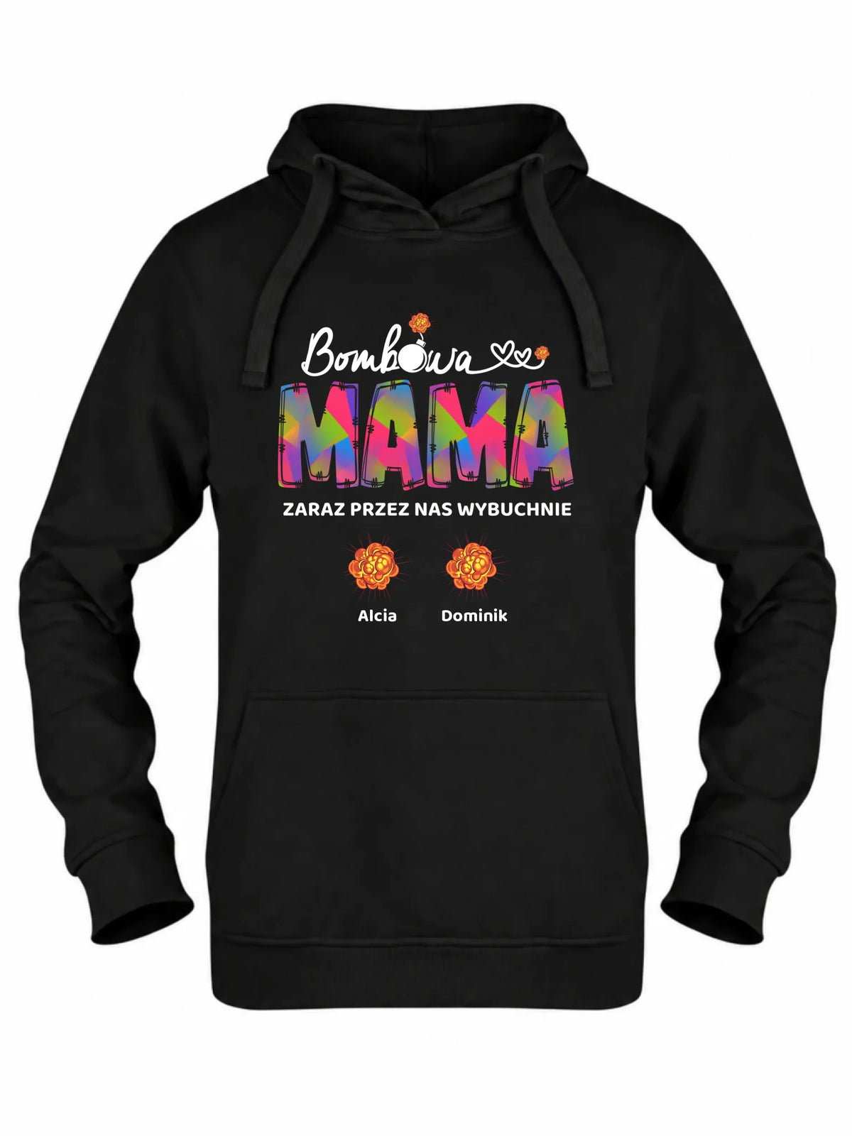 Bluza z kapturem dla mamy z imionami dzieci - Bombowa mama - personalizowana DM53