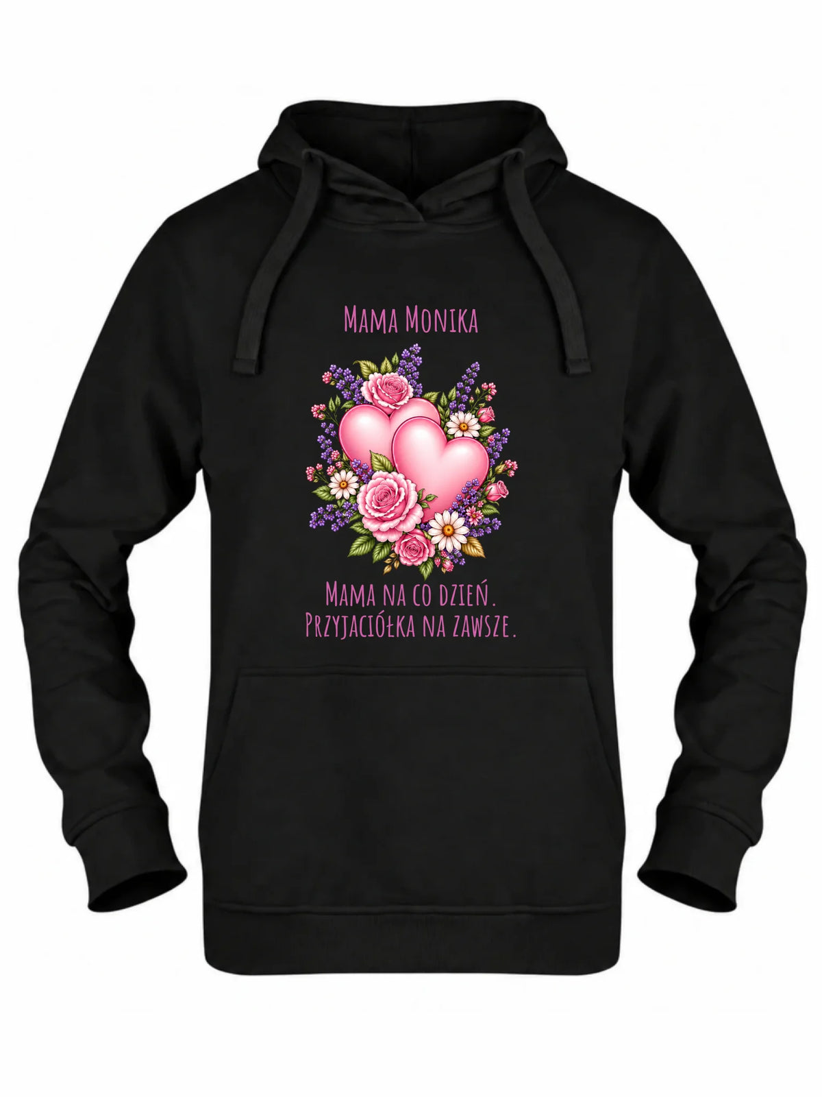 Bluza z kapturem dla mamy - Bukiet z sercami przyjaciółka - personalizowana DM39