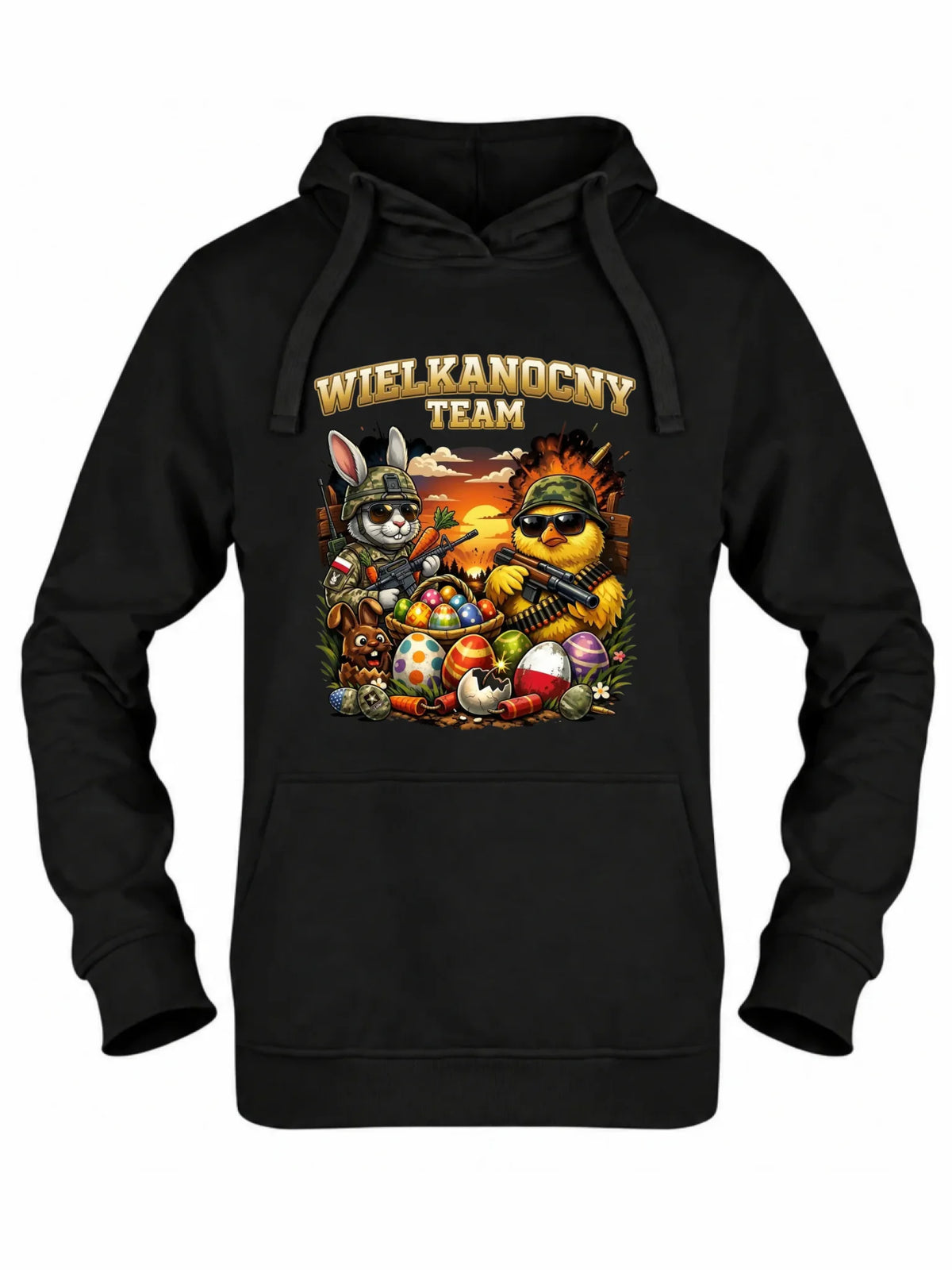Bluza damska z kapturem na Wielkanoc - Kurczak i zając armia Wielkanocny Team WN37