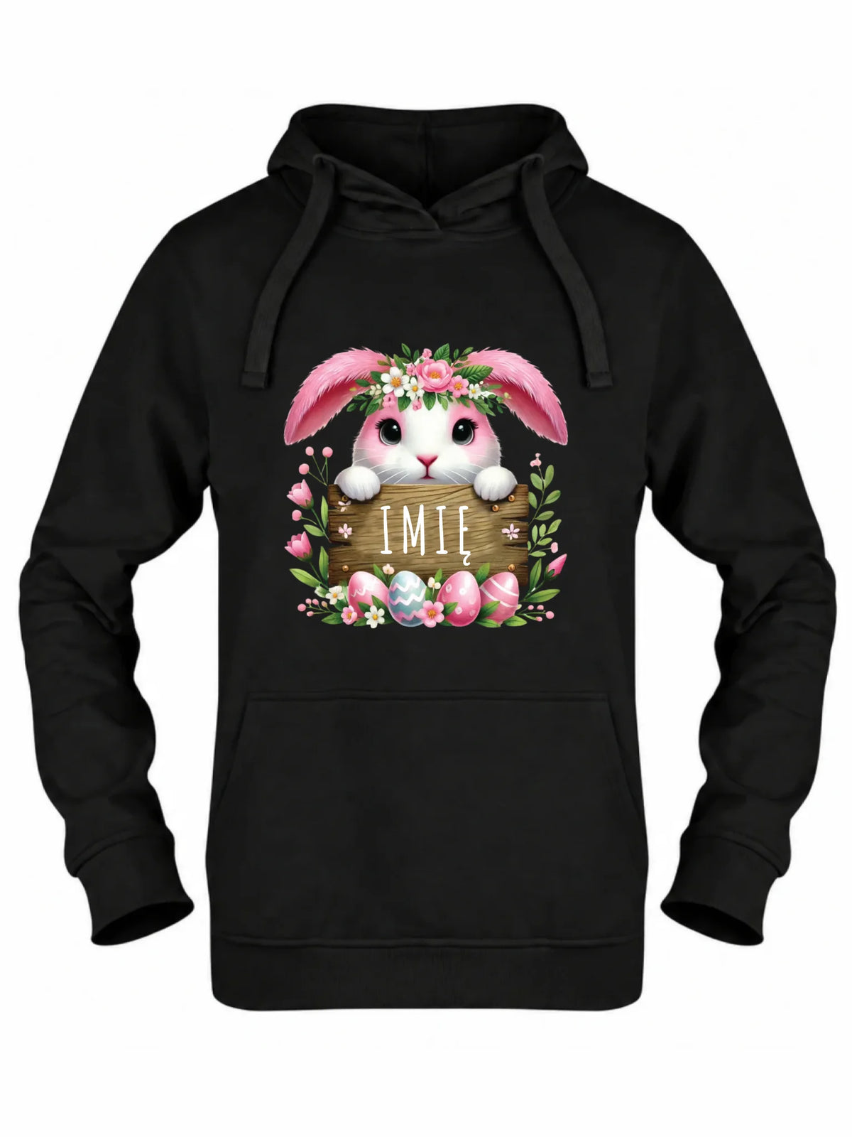 Bluza damska z kapturem na Wielkanoc - Różowy Zajączek - personalizowana WN07