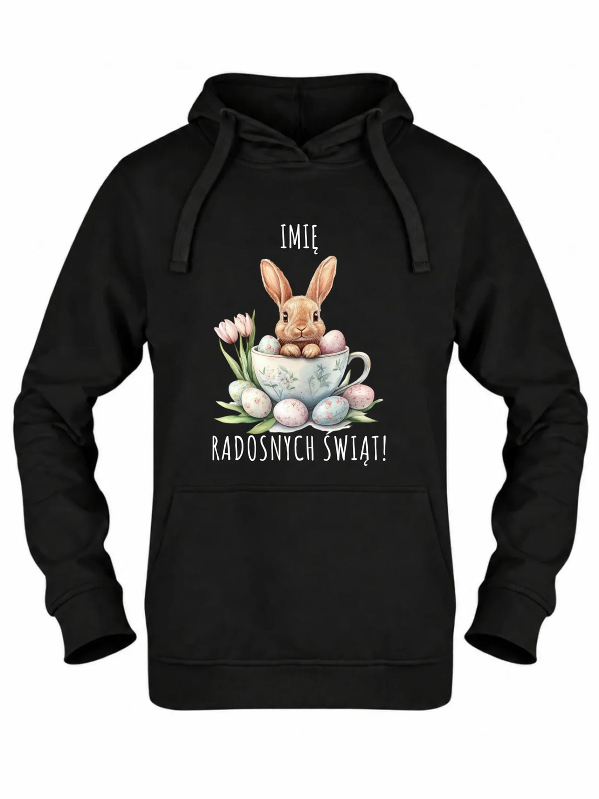 Bluza damska z kapturem na Wielkanoc - Zajączek radosnych świąt - personalizowana WN01