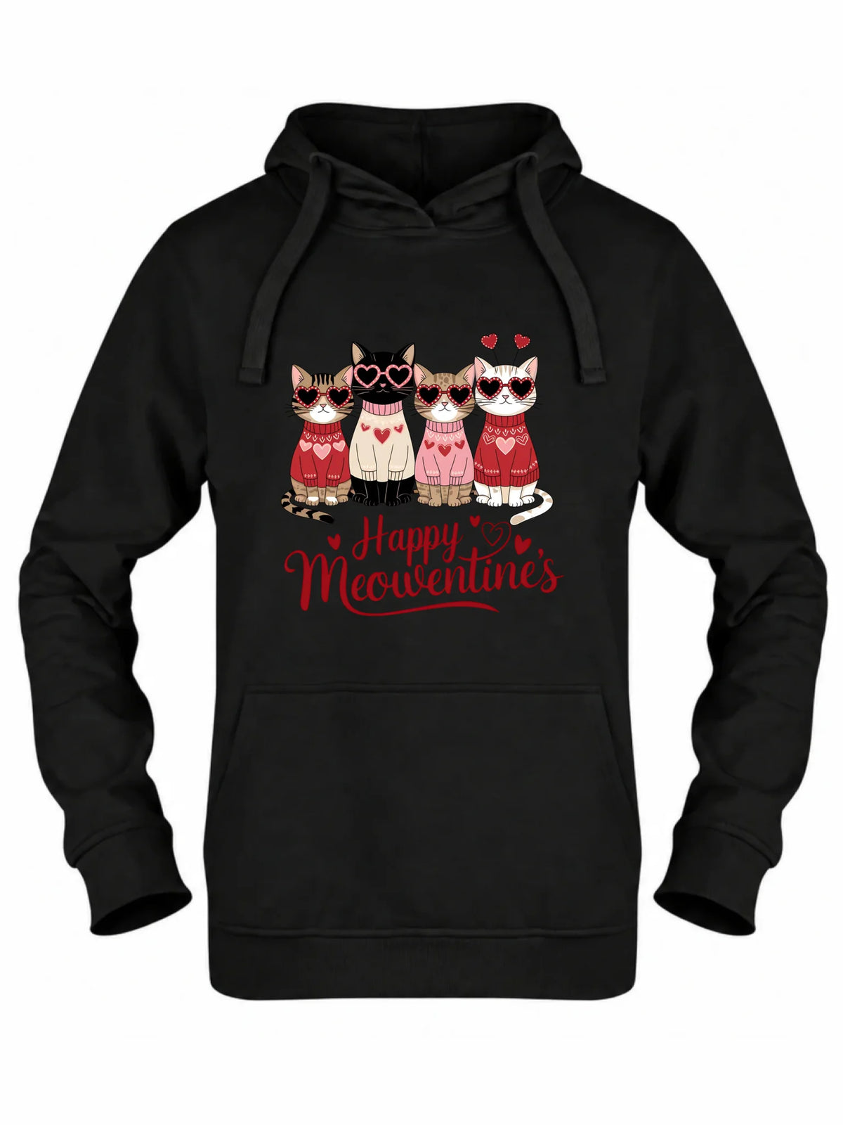 Bluza damska z kapturem na Walentynki dla kociary - Happy Meowentine's W25