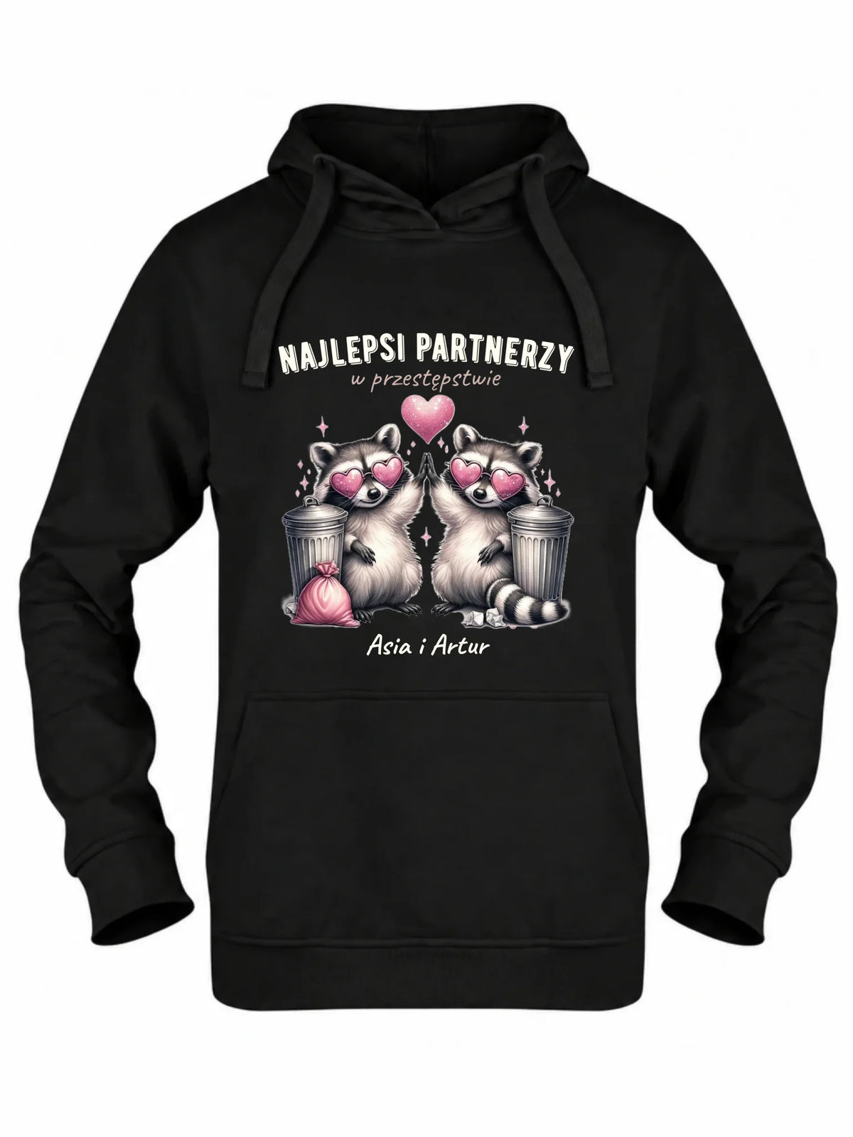 Bluza damska z kapturem dla par - Najlepsi partnerzy w przestępstwie - personalizowana W27