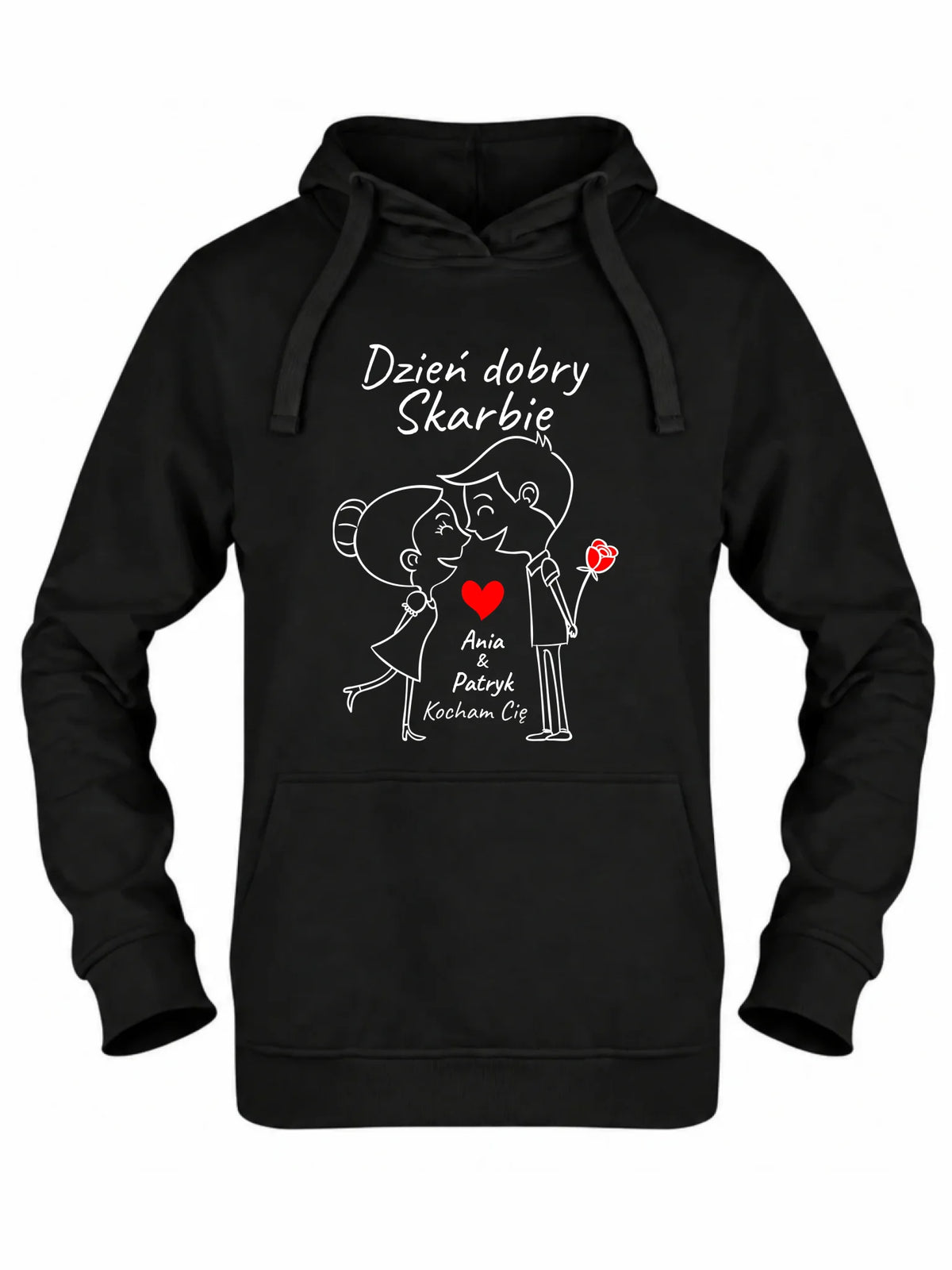 Bluza damska z kapturem dla par - Dzień dobry Skarbie - personalizowana W15